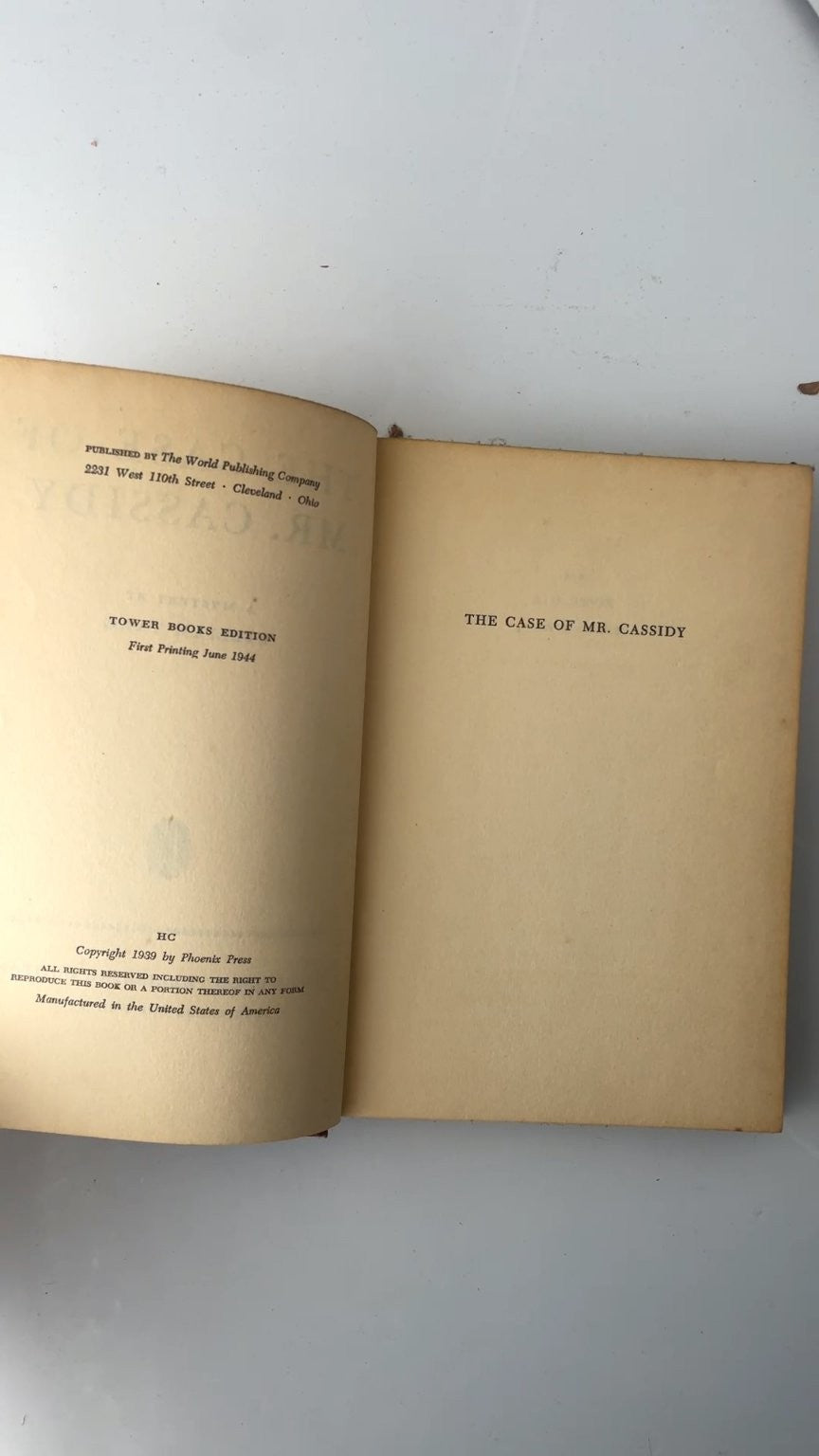 The Case of Mr. Cassidy William Targ 1944 First Printing Tower Books