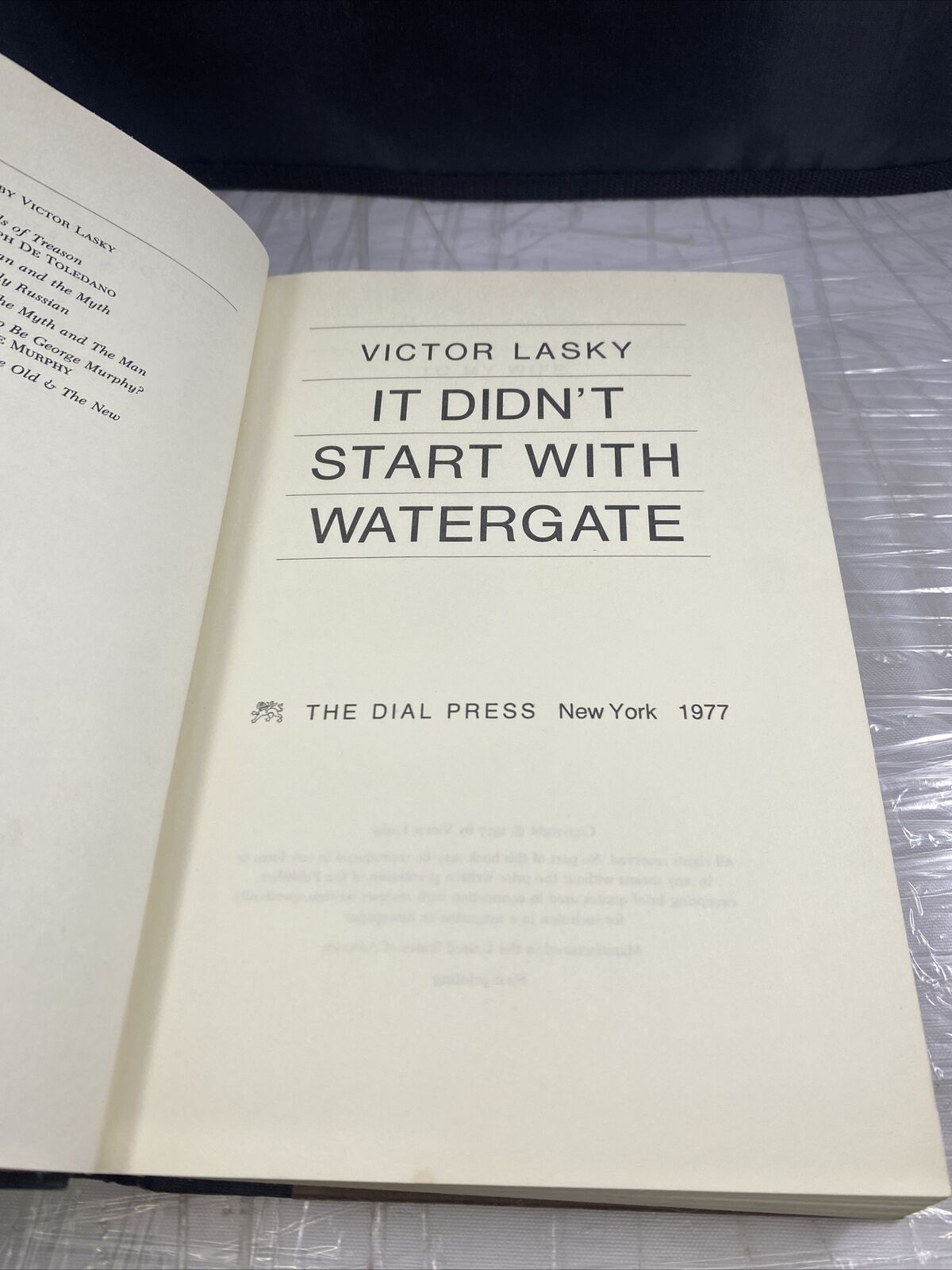 It Didn't Start With Watergate by Victor Lasky - 1977 Hardcover First Printing