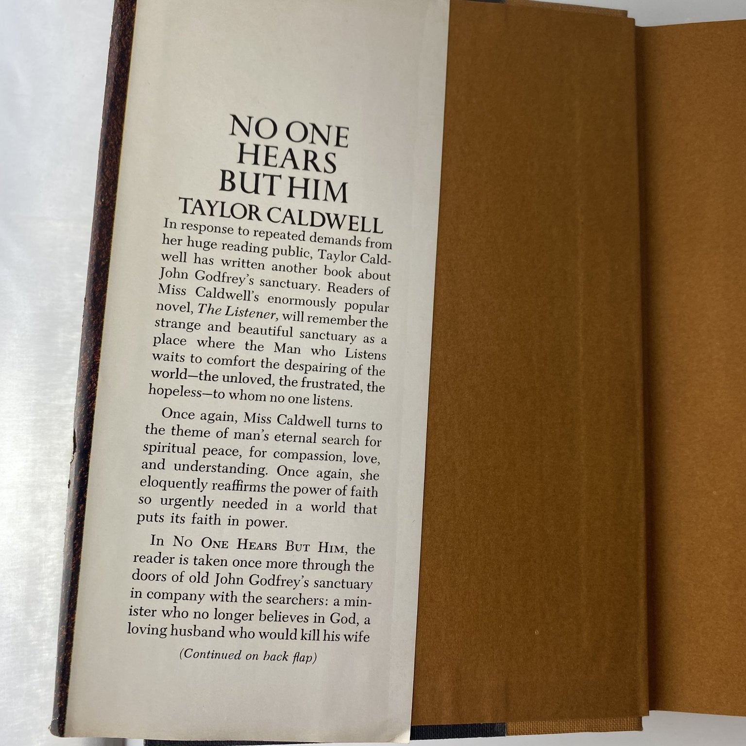 No One Hears But Him Taylor Caldwell 1966 First Edition Doubleday