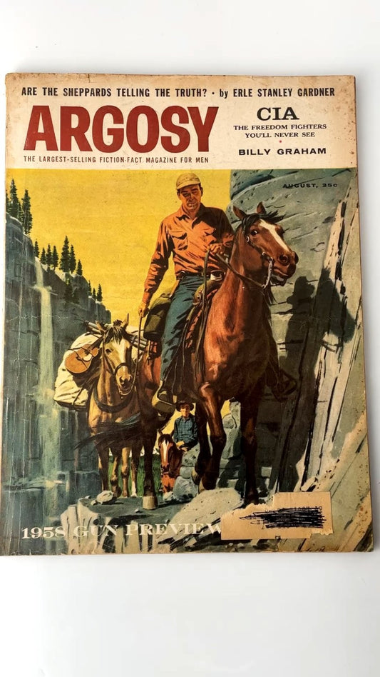 Argosy August 1957 Erle Stanley Gardner Billy Graham Illustrated