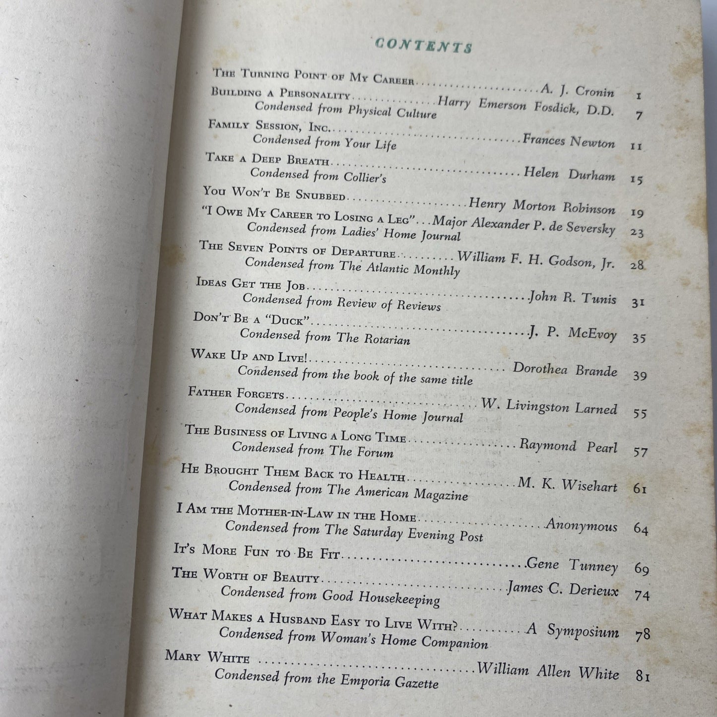 Getting the Most out of Life, Anthology Reader's Digest, 1946 Vintage Self Help