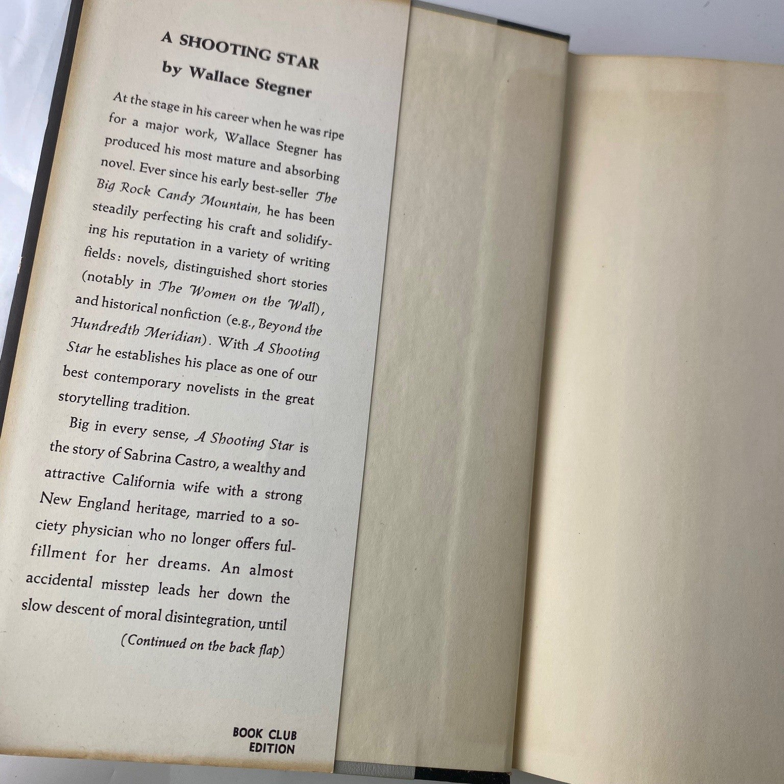 A Shooting Star Wallace Stegner 1961 First Edition Novel Viking
