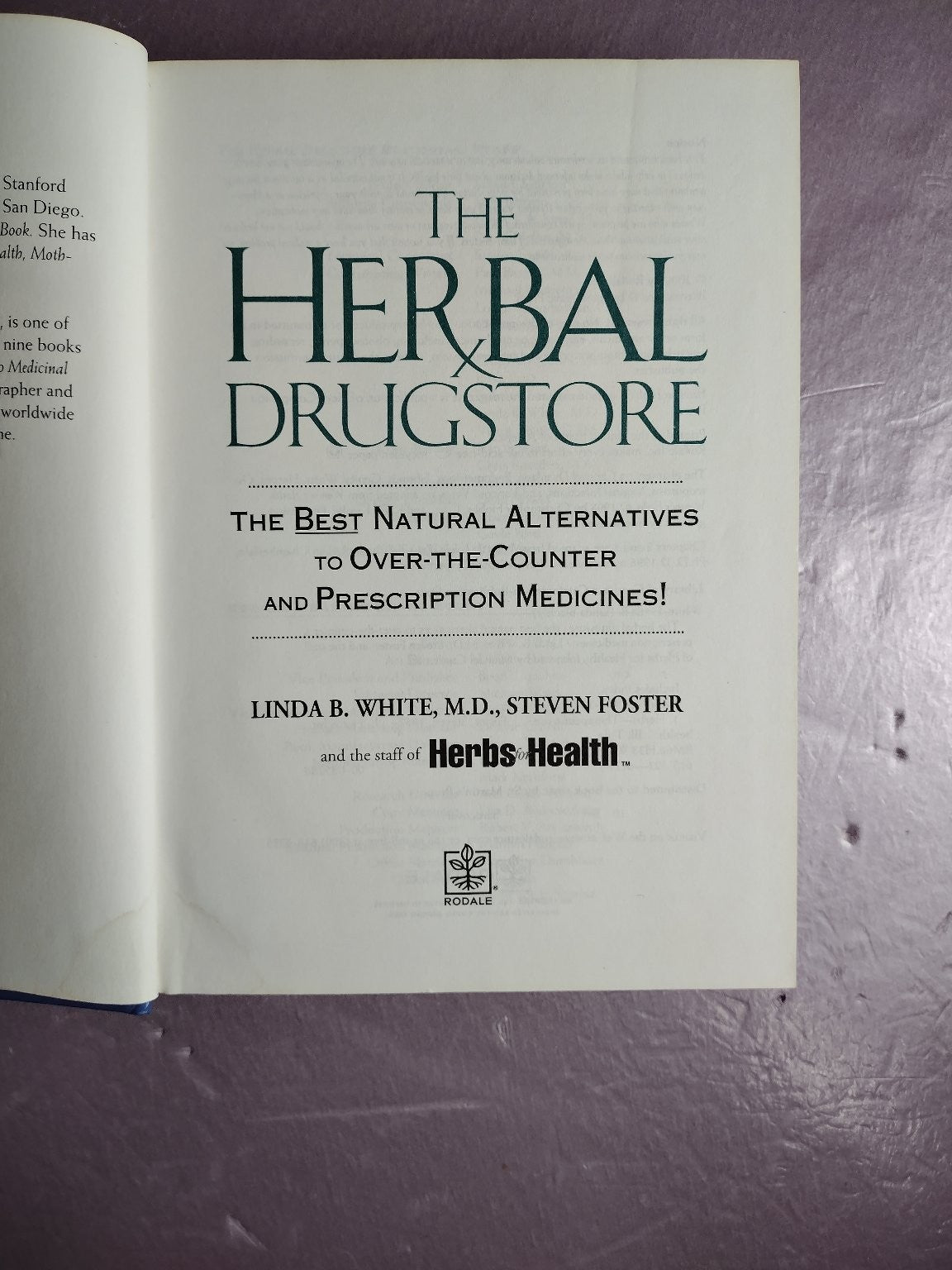 The Herbal Drugstore White Foster Natural Remedies Health Rodale