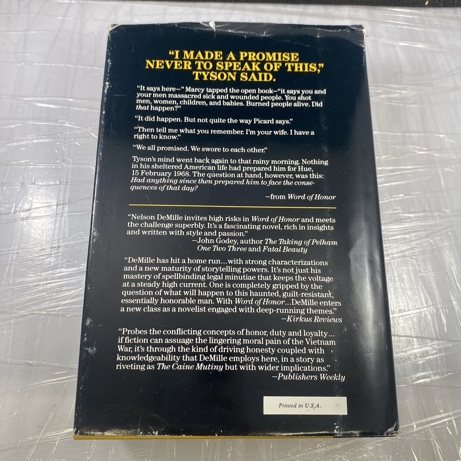 Word of Honor by Nelson DeMille  1985 Vintage Hardcover Book 2nd Print Good