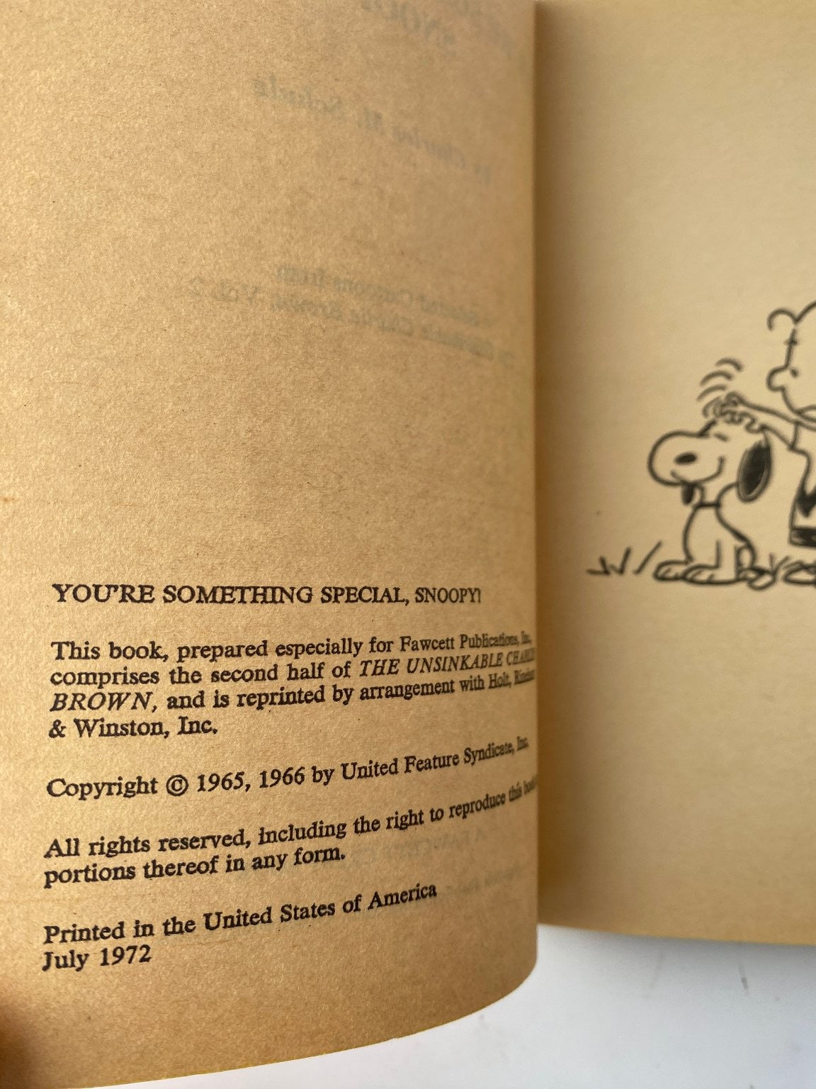 You're Something Special Snoopy by Charles M. Schulz 1972 Cartoon Book