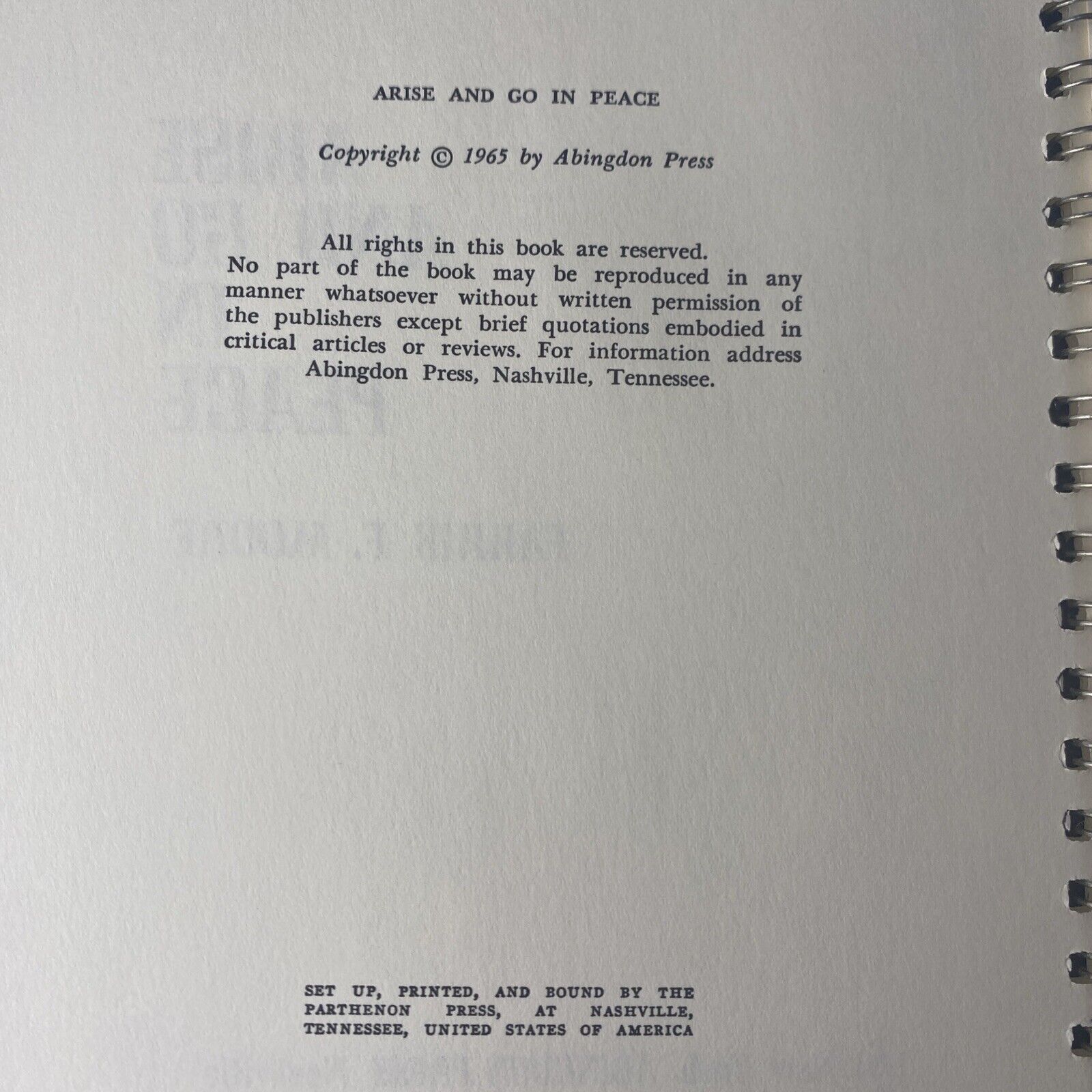 ARISE AND GO IN PEACE by Farris F. Moore 1965 Post-Communion RARE