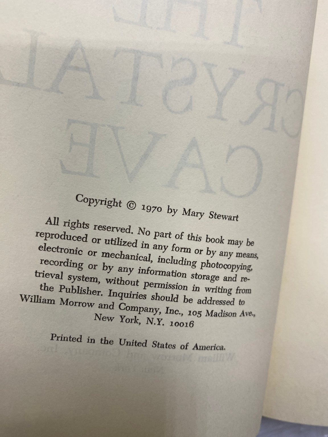 The Crystal Cave Mary Stewart 1970 Book Club Edition Fantasy Morrow