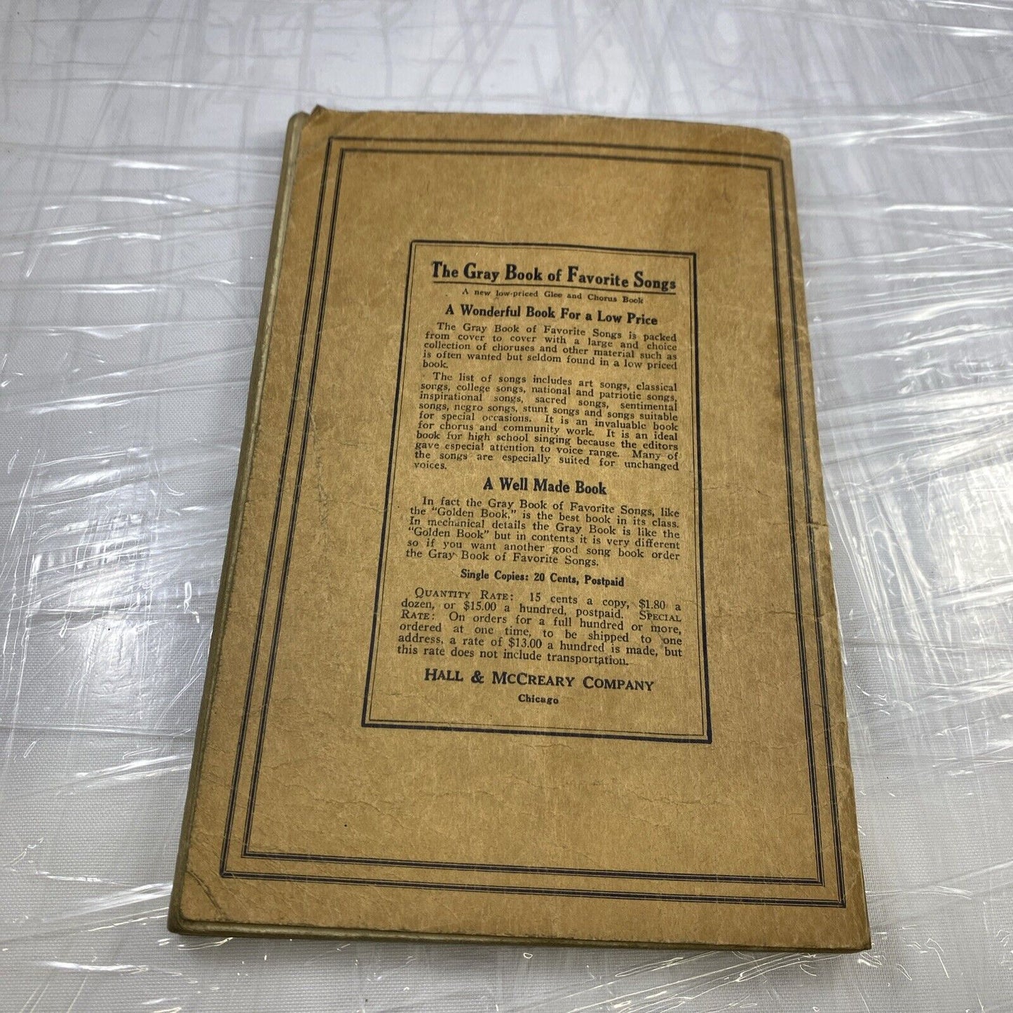 Antique The Golden Book Of Favorite Songs - Hall & McCreary 1923 Songbook School