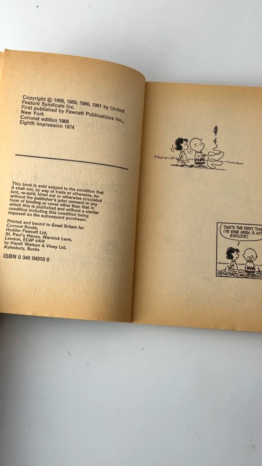 You're My Hero Charlie Brown Charles M. Schulz 1968 Coronet Edition