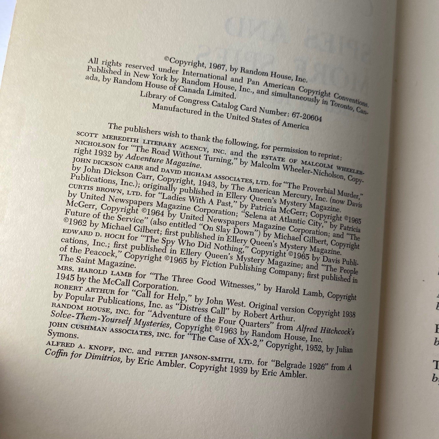 Spies and More Spies Robert Arthur 1967 Illustrated Spy Stories Random House