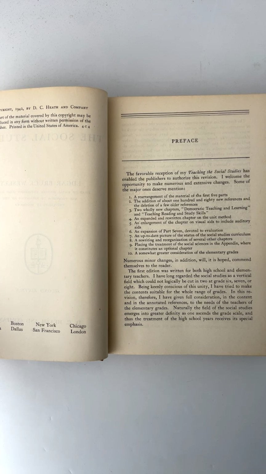 Teaching the Social Studies Edgar Bruce Wesley Second Edition 1942
