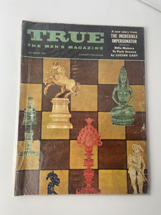 Vintage True The Man's Magazine March 1957 Chess Cover Fawcett Mens Stories Rare