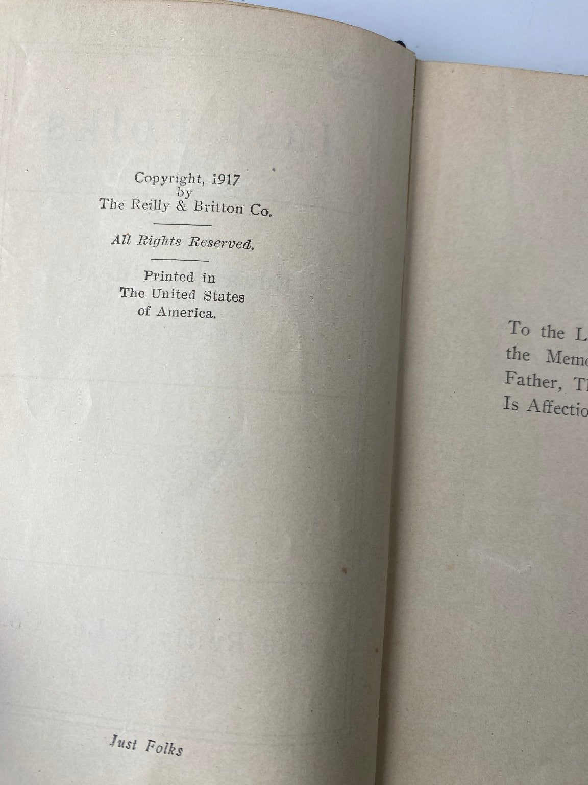 Just Folks Edgar A. Guest 1917 Poetry Vintage Americana The Reilly & Lee Co.
