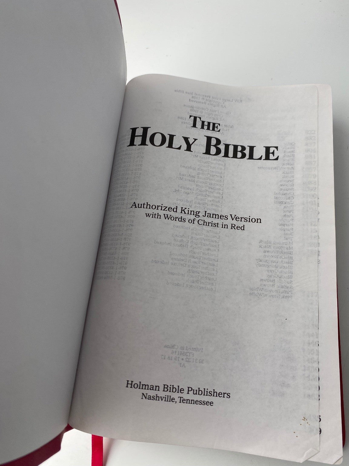 The Holy Bible King James Version 1998 LeatherTouch Red Words of Christ Holman