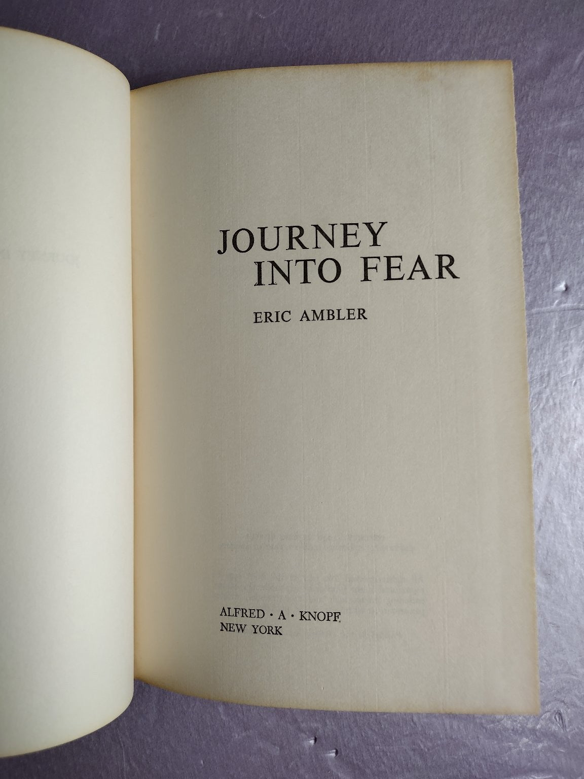Journey Into Fear Eric Ambler 1940 Espionage Thriller Alfred A. Knopf