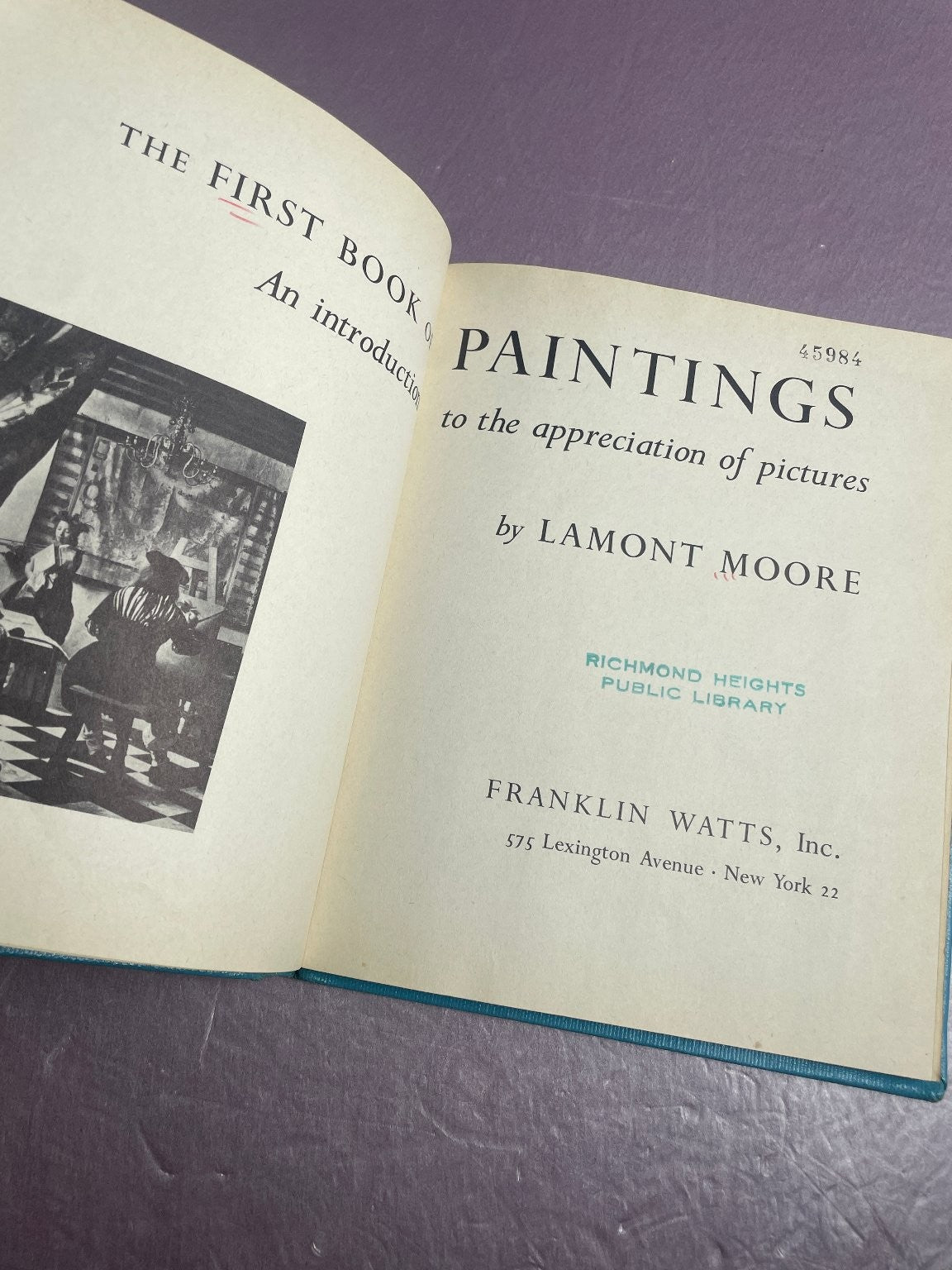 First Book of Paintings Lamont Moore 1960 First Printing Art Franklin Watts