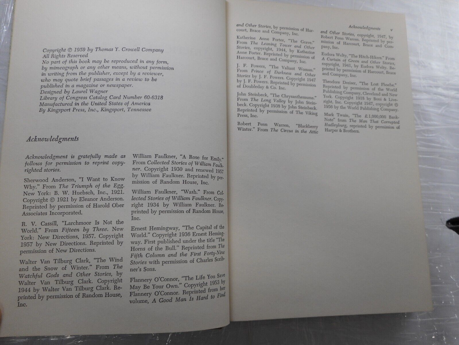 Crowell American Short Stories West Hardcover Book Vintage 1959 box15