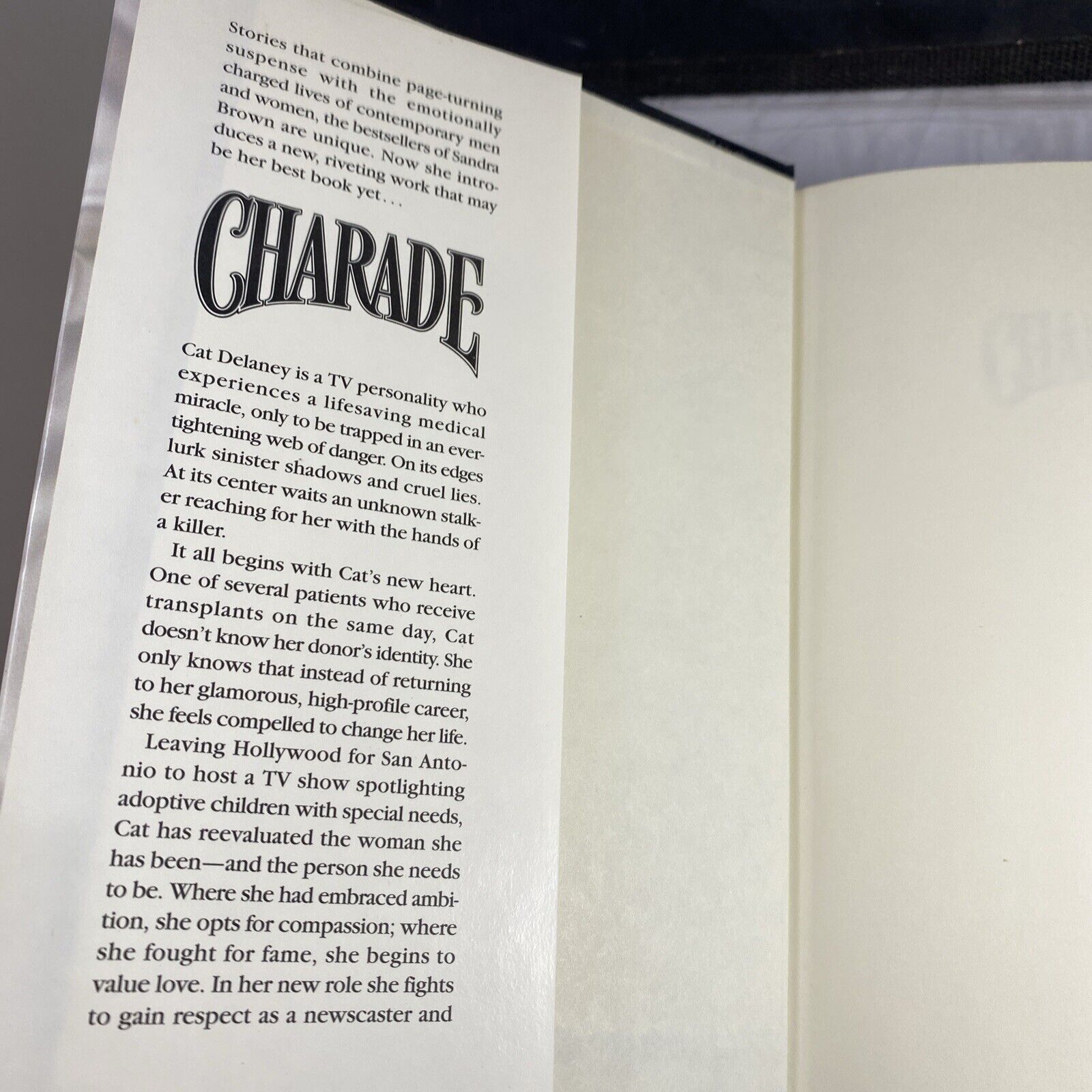 CHARADE: Romance Suspense Fiction Hardcover Book By Sandra Brown Book Club Ed.