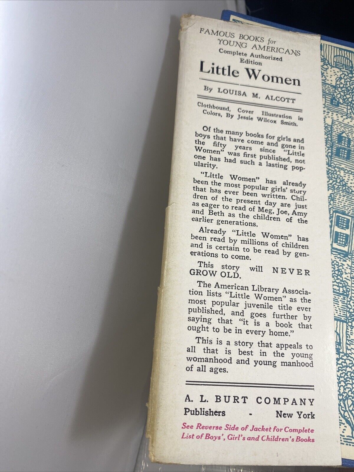 "LITTLE WOMEN" BY LOUISA M. ALCOTT - Vintage 1911 Edition AL Burt Publ Dust J