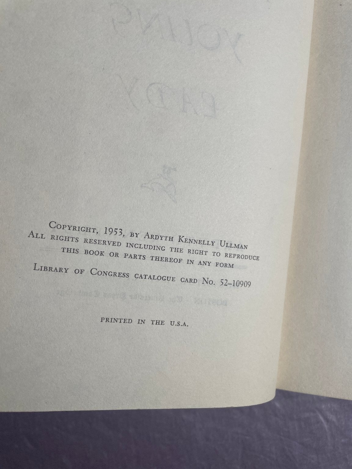 Good Morning, Young Lady Ardyth Kennelly Ullman 1953 First Edition Hardcover