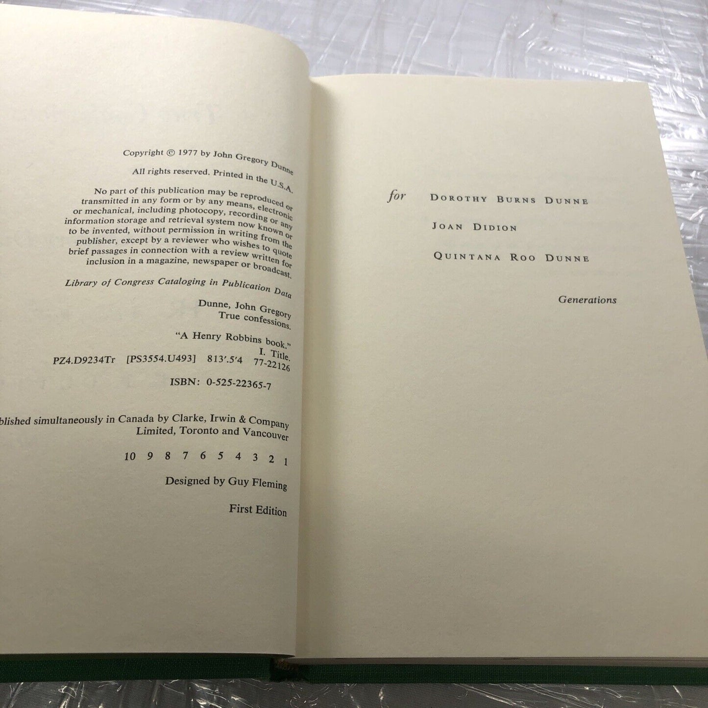 Dunne, John Gregory TRUE CONFESSIONS A Novel 1st Edition 1st Printing NO DJ