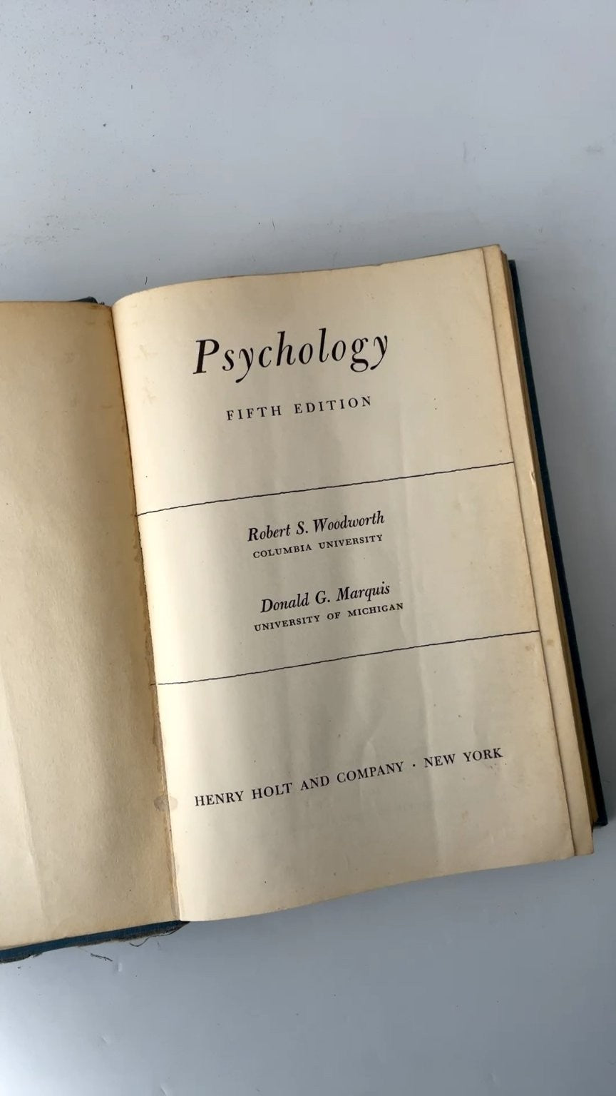 VINTAGE Psychology Robert S. Woodworth Donald G. Marquis 5th Edition 1952