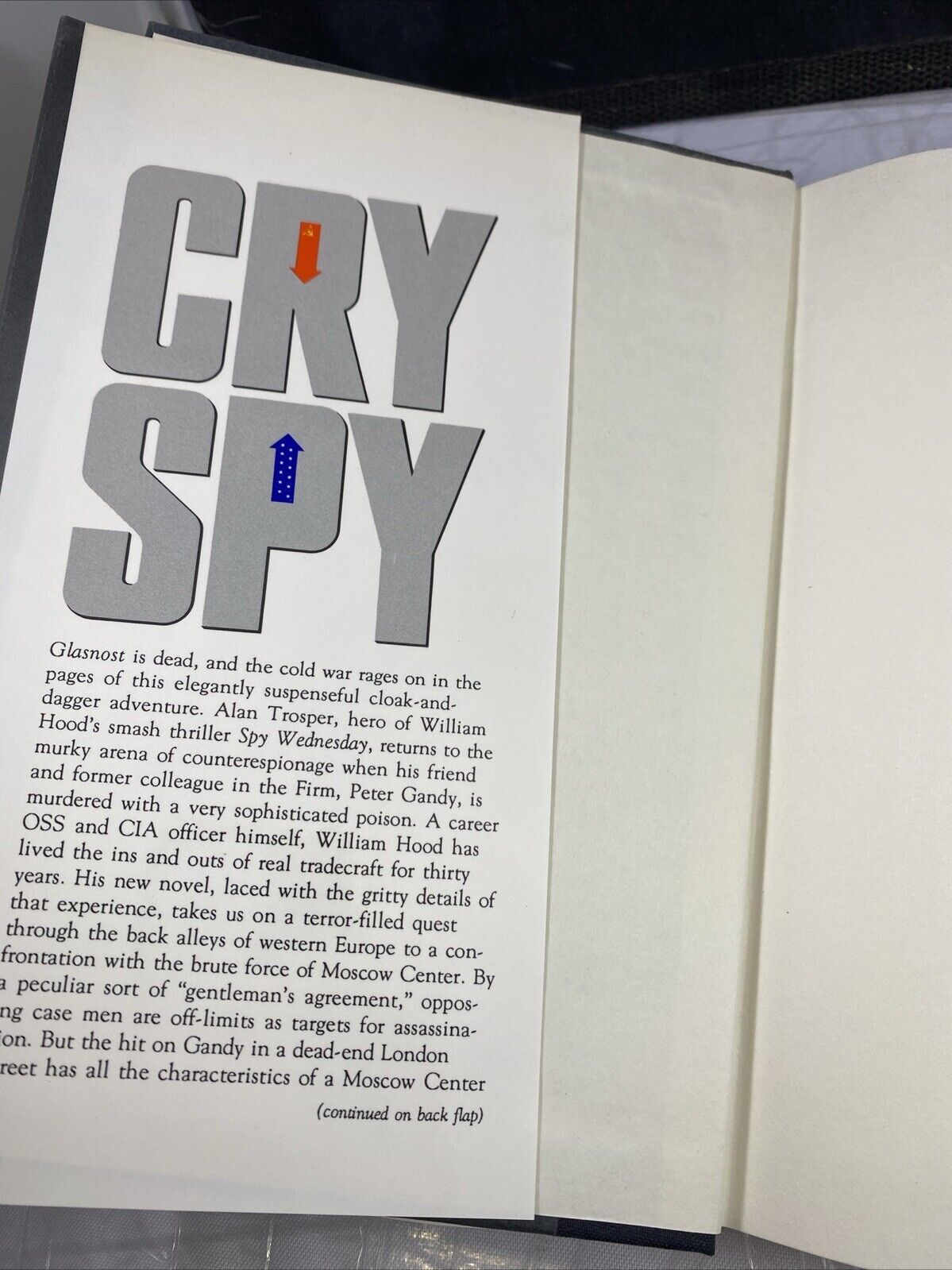 Cry Spy by William J. Hood (1990, Hardcover) Cold War Historical Fiction Vintage