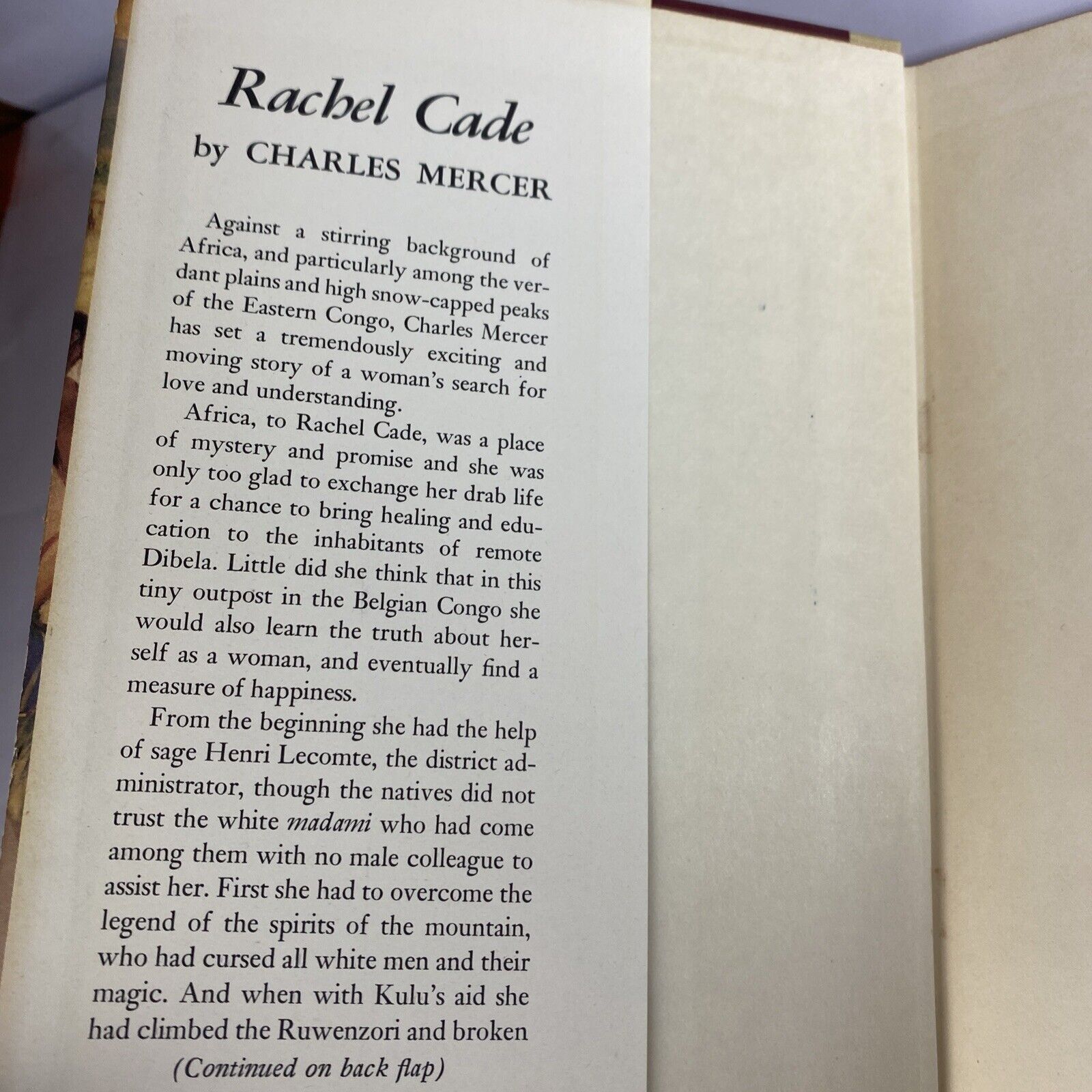 Rachel Cade a Novel by Charles Mercer Vintage Book Club Edition, 1956 Hardcover