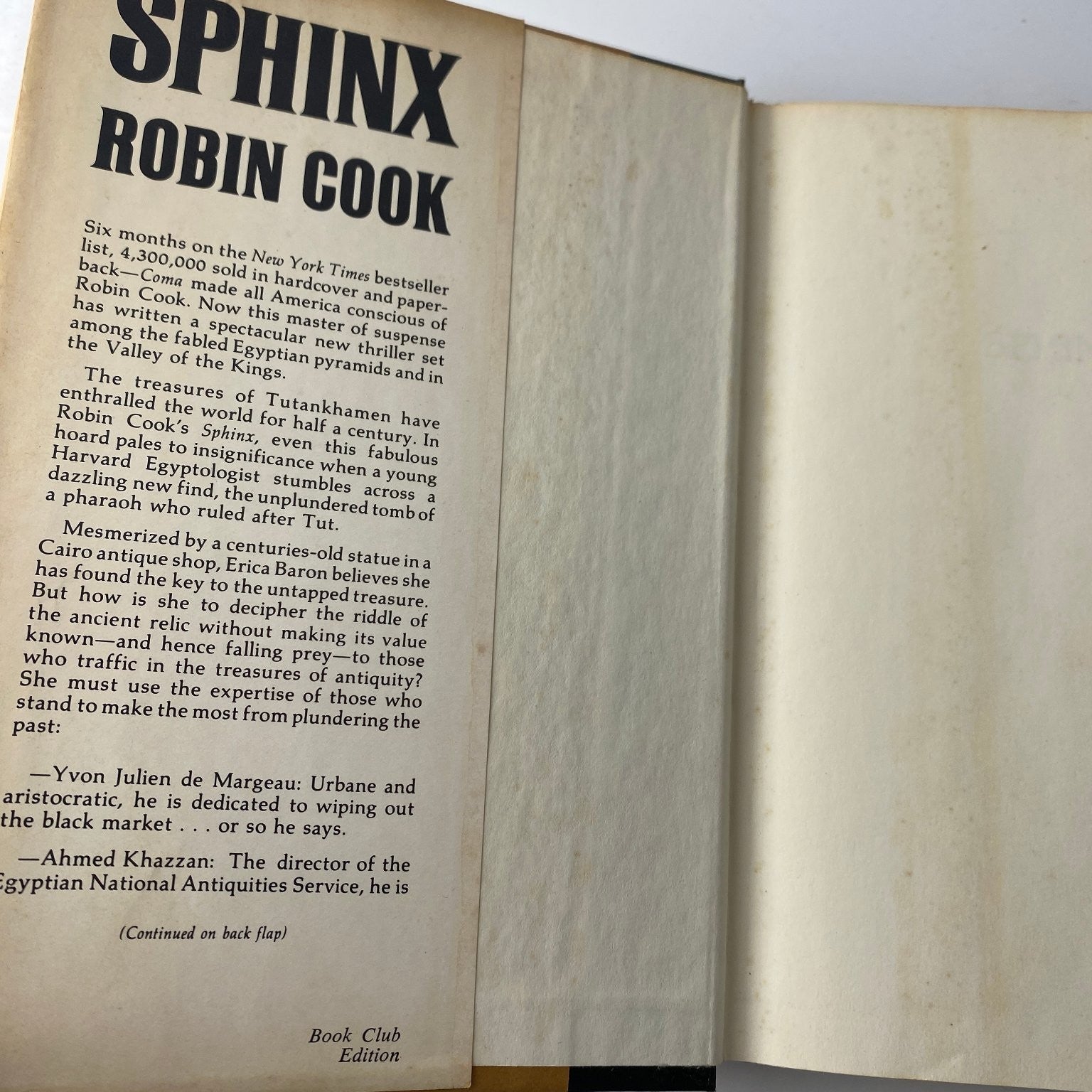 Sphinx Robin Cook 1979 Book Club Edition Thriller G.P. Putnam's Sons