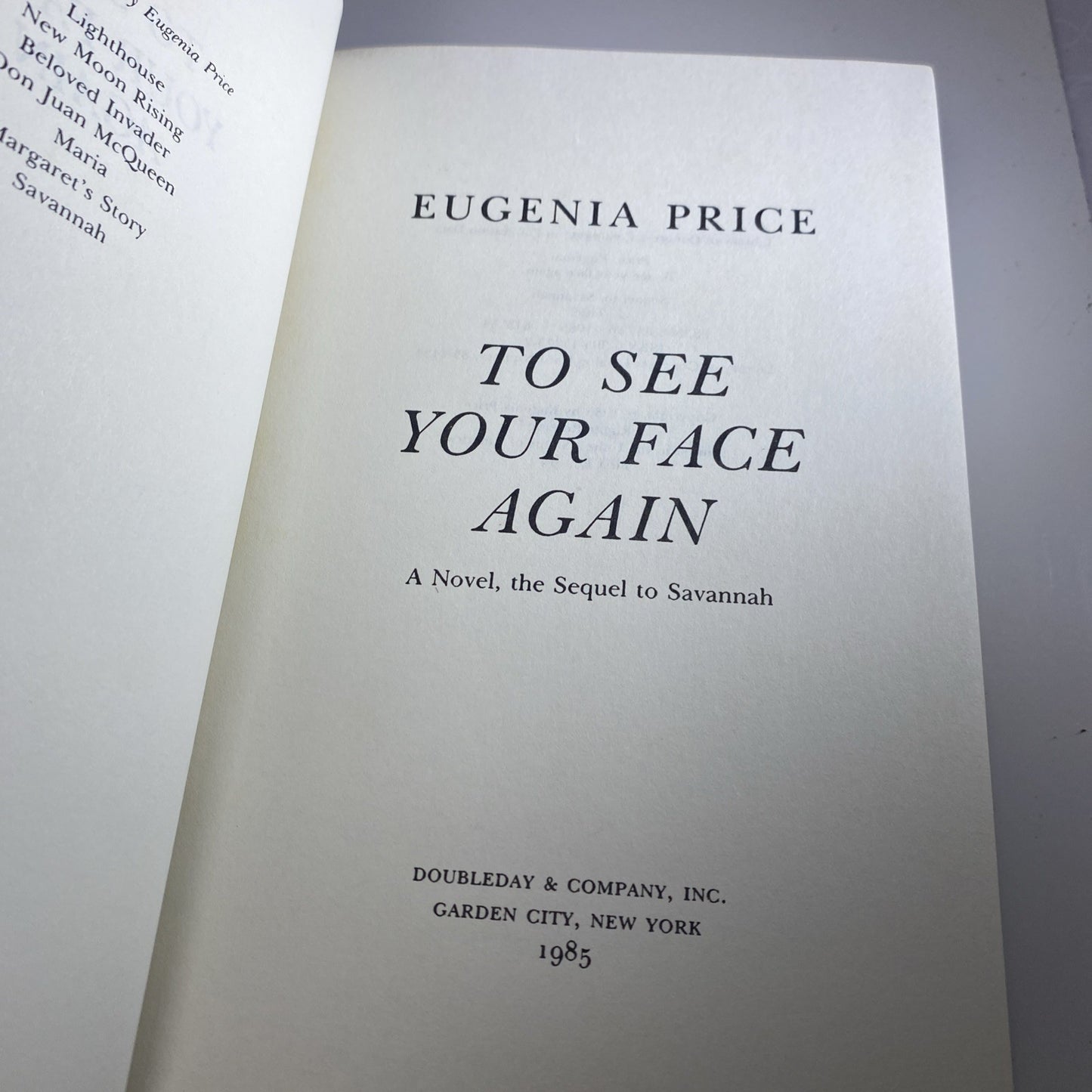 To See Your Face Again - Eugenia Price 1985- 1st Edition 1st Printing