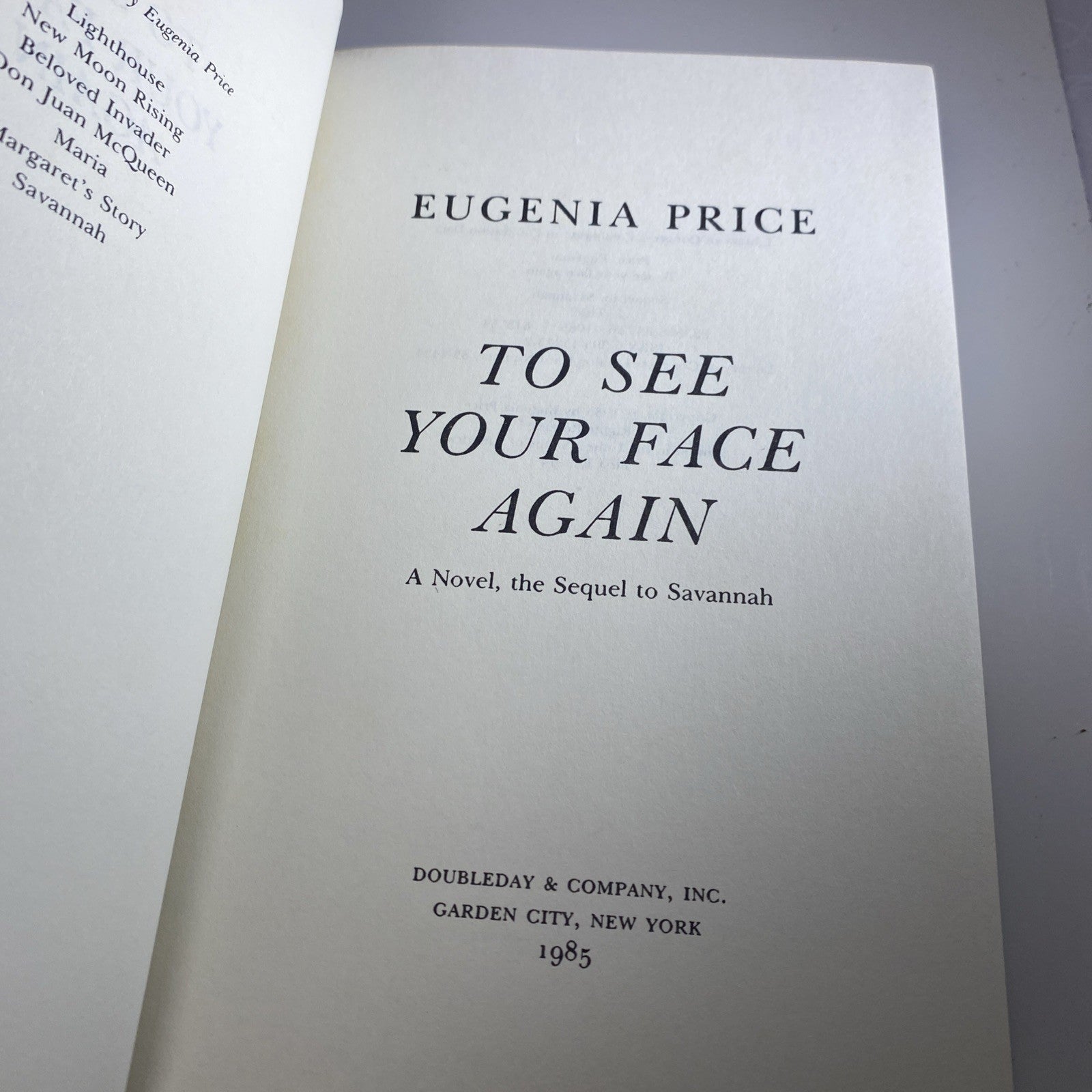 To See Your Face Again - Eugenia Price 1985- 1st Edition 1st Printing