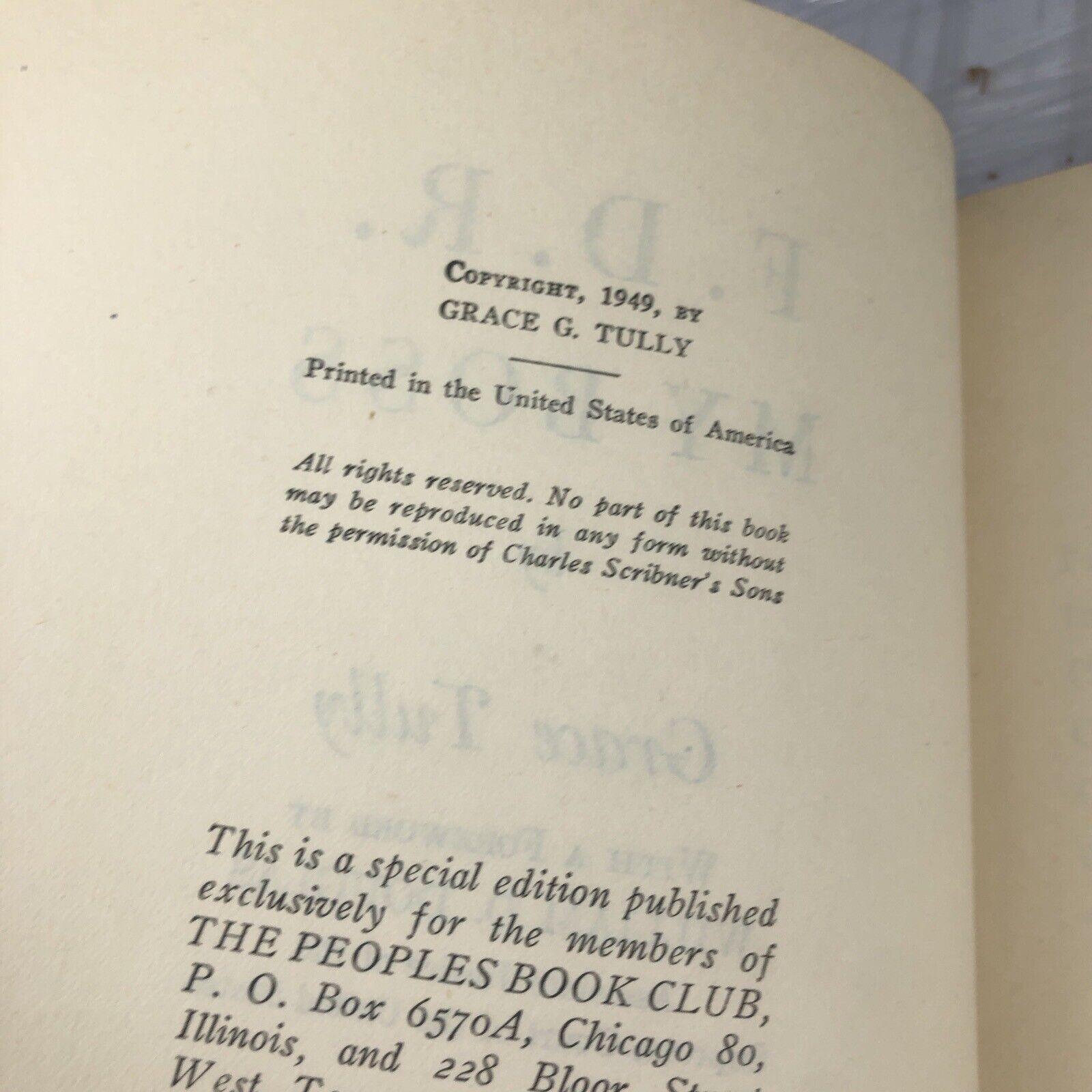 F. D. R. MY BOSS-Private Secretary to the President. Chicago Book Club Edition