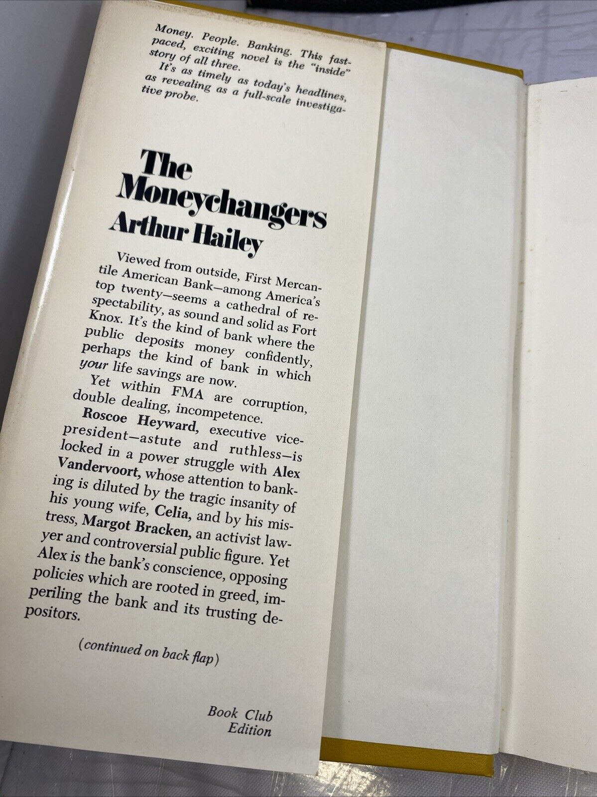 The Money Changers Hardcover by Arthur Hailey Book Club Edition 1975