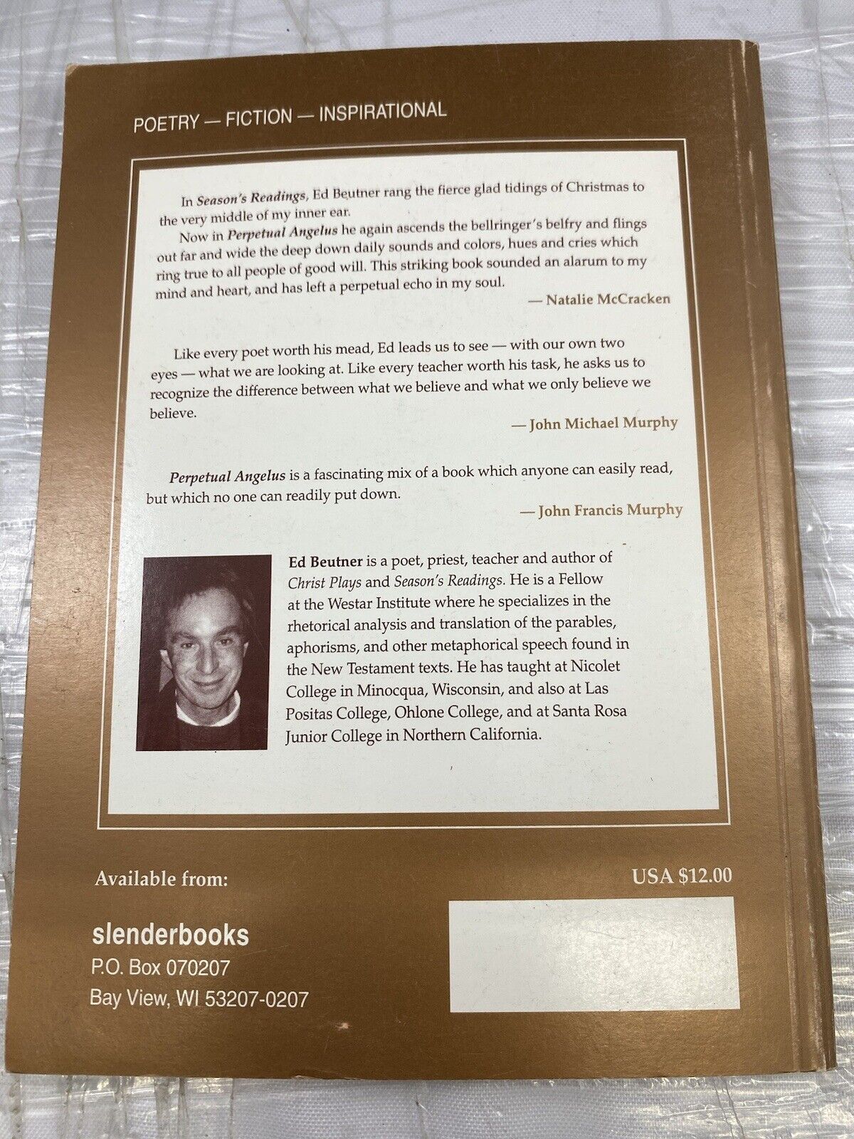 Season's Readings Perpetual Angelus By Ed Beutner SIGNED BY AUTH Lot 2 Poetry Pp