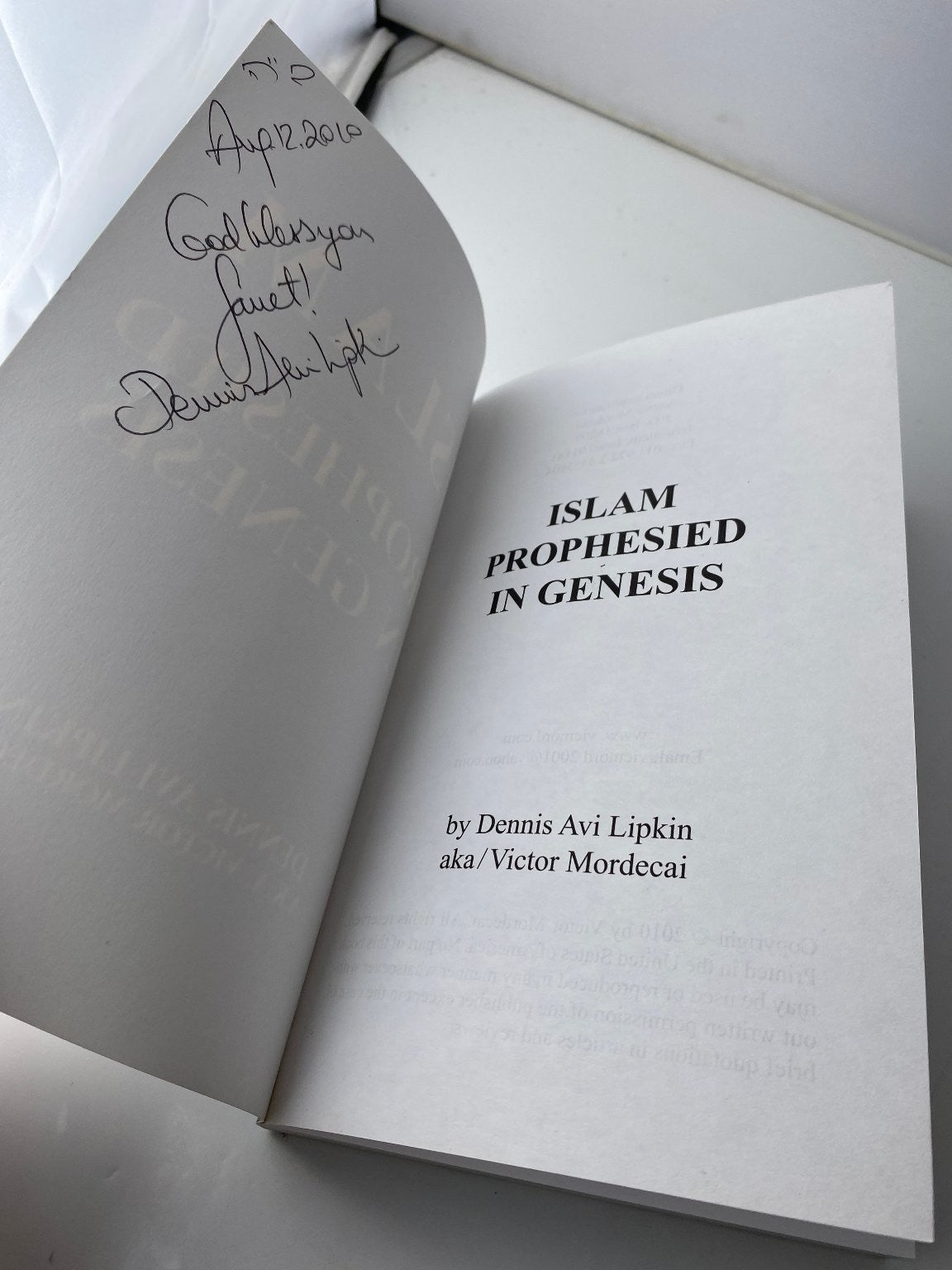 SIGNED Islam Prophesied in Genesis Dennis Avi Lipkin 2010 Signed Edition