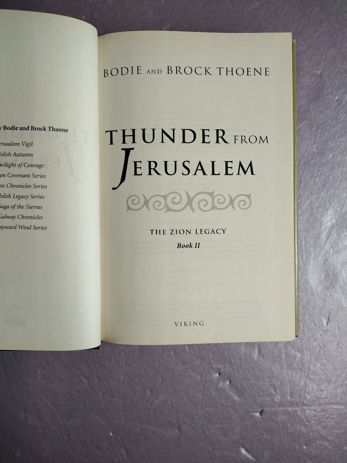 Thunder from Jerusalem Bodie & Brock Thoene 2000 Zion Legacy Novel Book Club