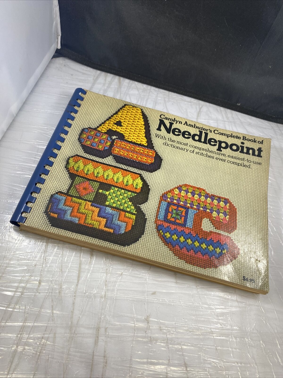 1972 Carolyn Ambuter's Complete Book Needlepoint Easy Stitch Vintage 70s Craft