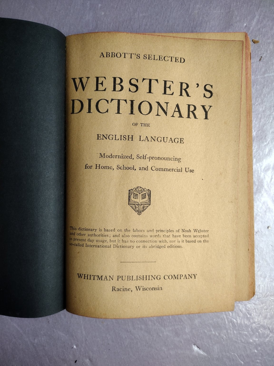 Abbott's Webster Dictionary English Language Whitman Publishing Vintage