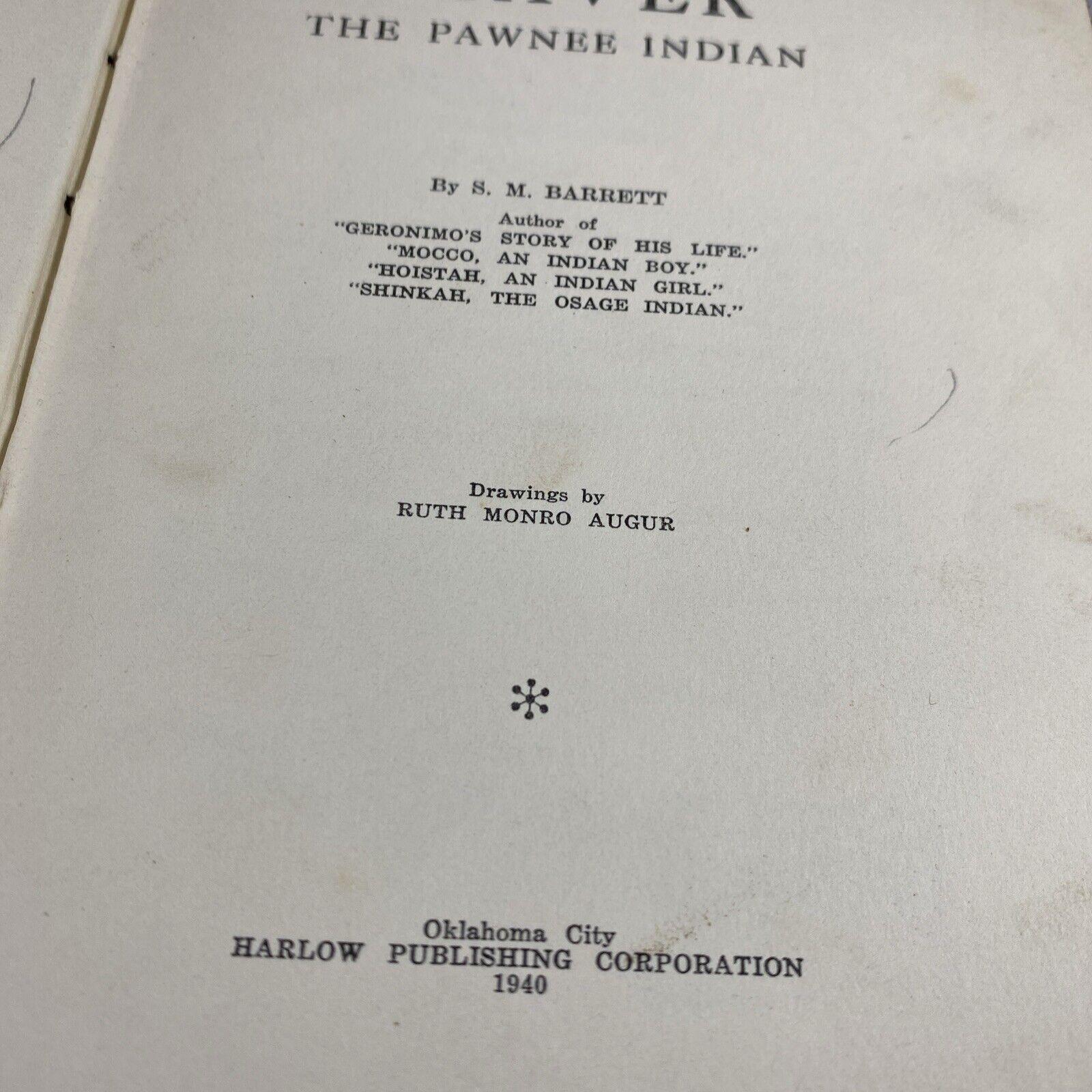 BEAVER THE PAWNEE INDIAN S. M. BARRETT Rare Native American 1940s Print Cover