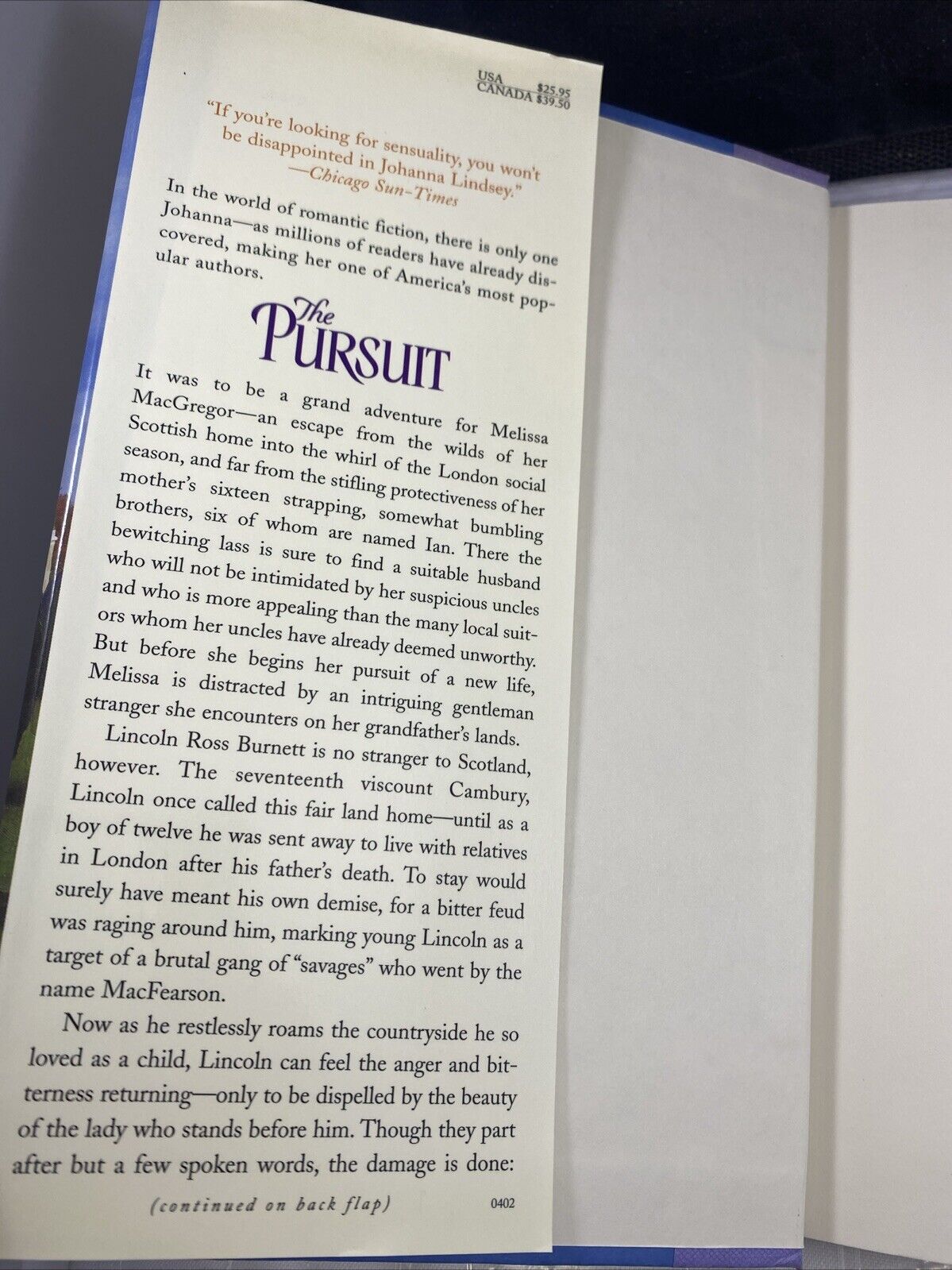 The Pursuit (Sherring Cross) 1ST PRINT!- Hardcover By Lindsey, Johanna VERY GOOD