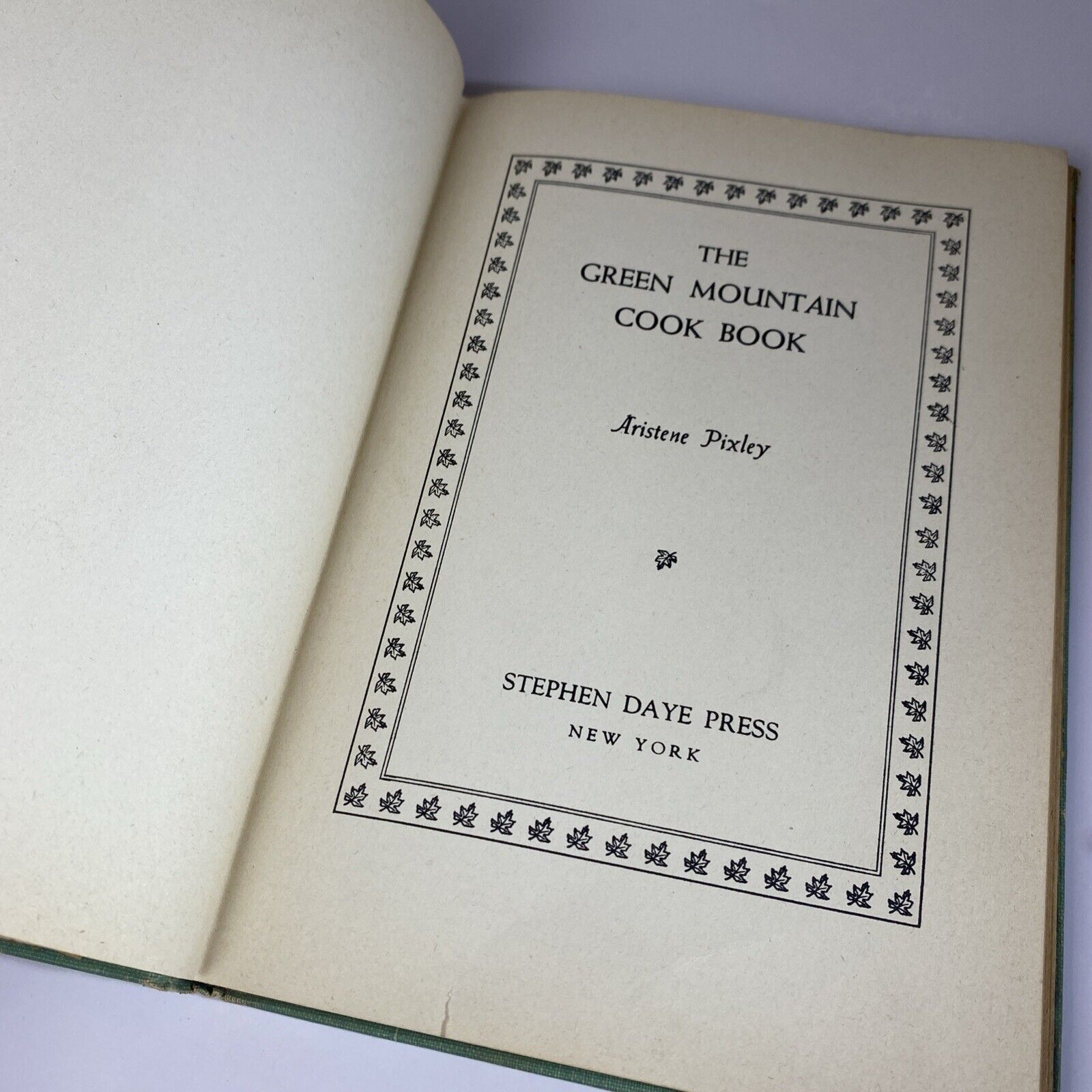1941 The Green Mountain Cook Book by Aristene Pixley Rare Vermont Vintage Recipe