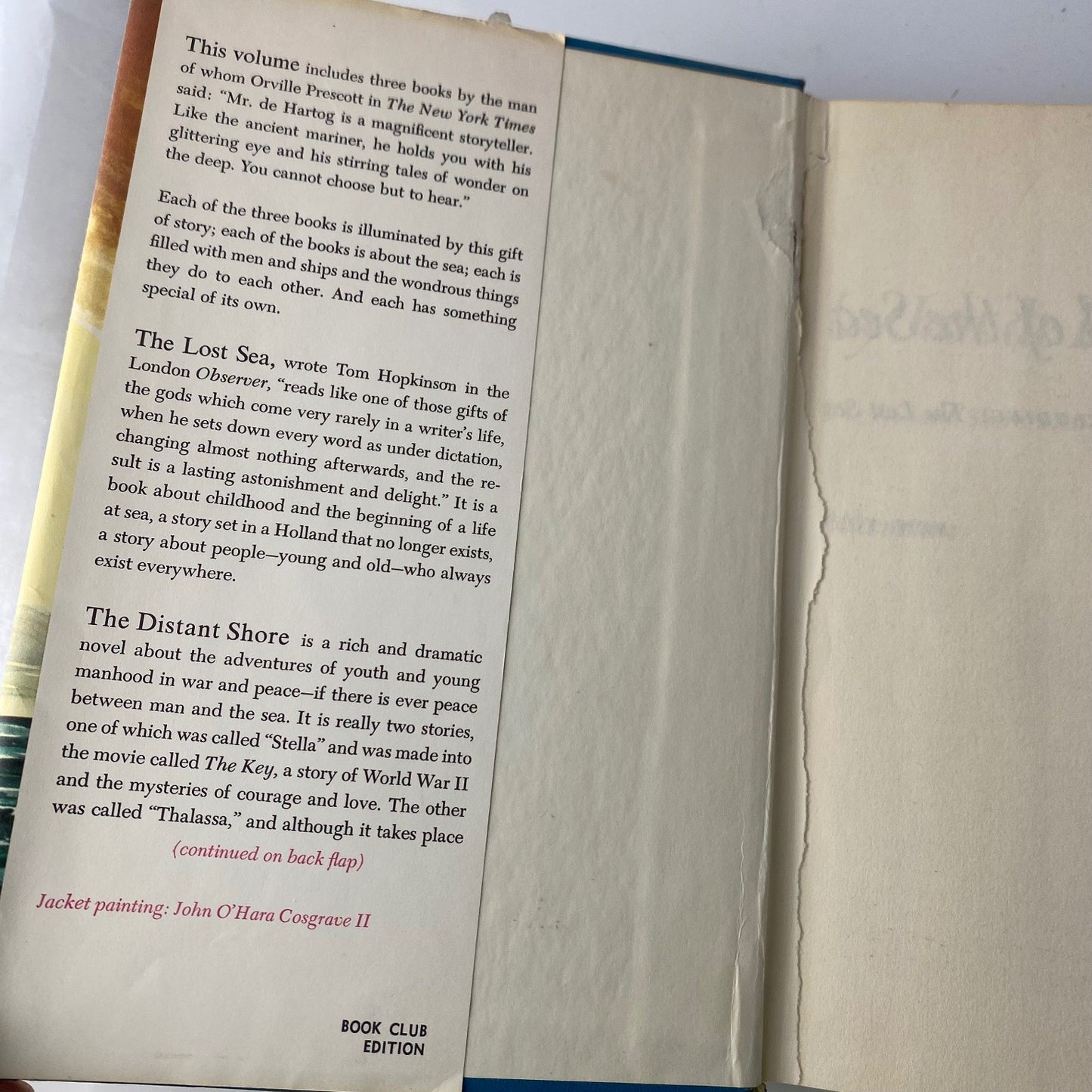 The Call of the Sea Jan de Hartog 1966 Book Club Edition Maritime Fiction