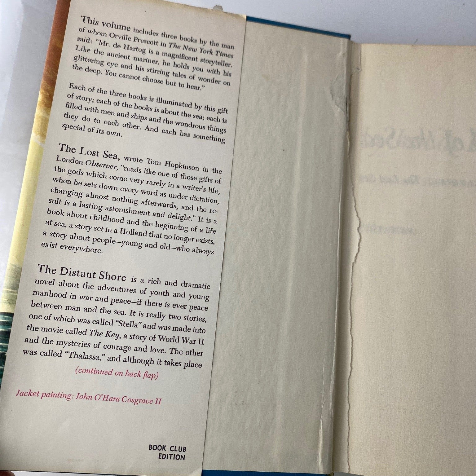 The Call of the Sea Jan de Hartog 1966 Book Club Edition Maritime Fiction