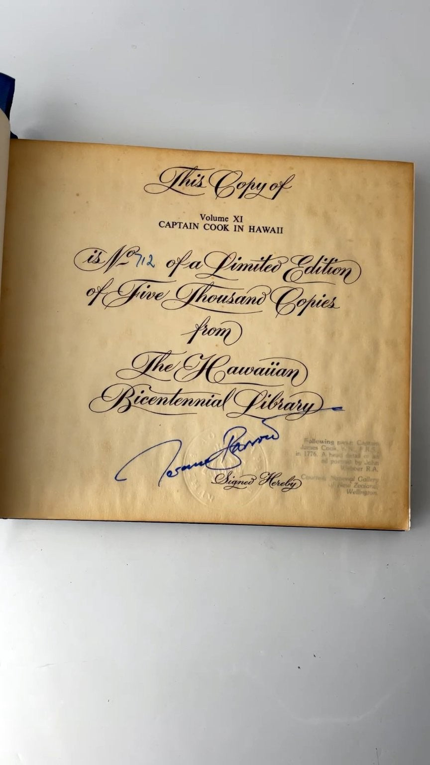 Captain Cook in Hawaii by Donna Barron Limited Edition 1976 Signed