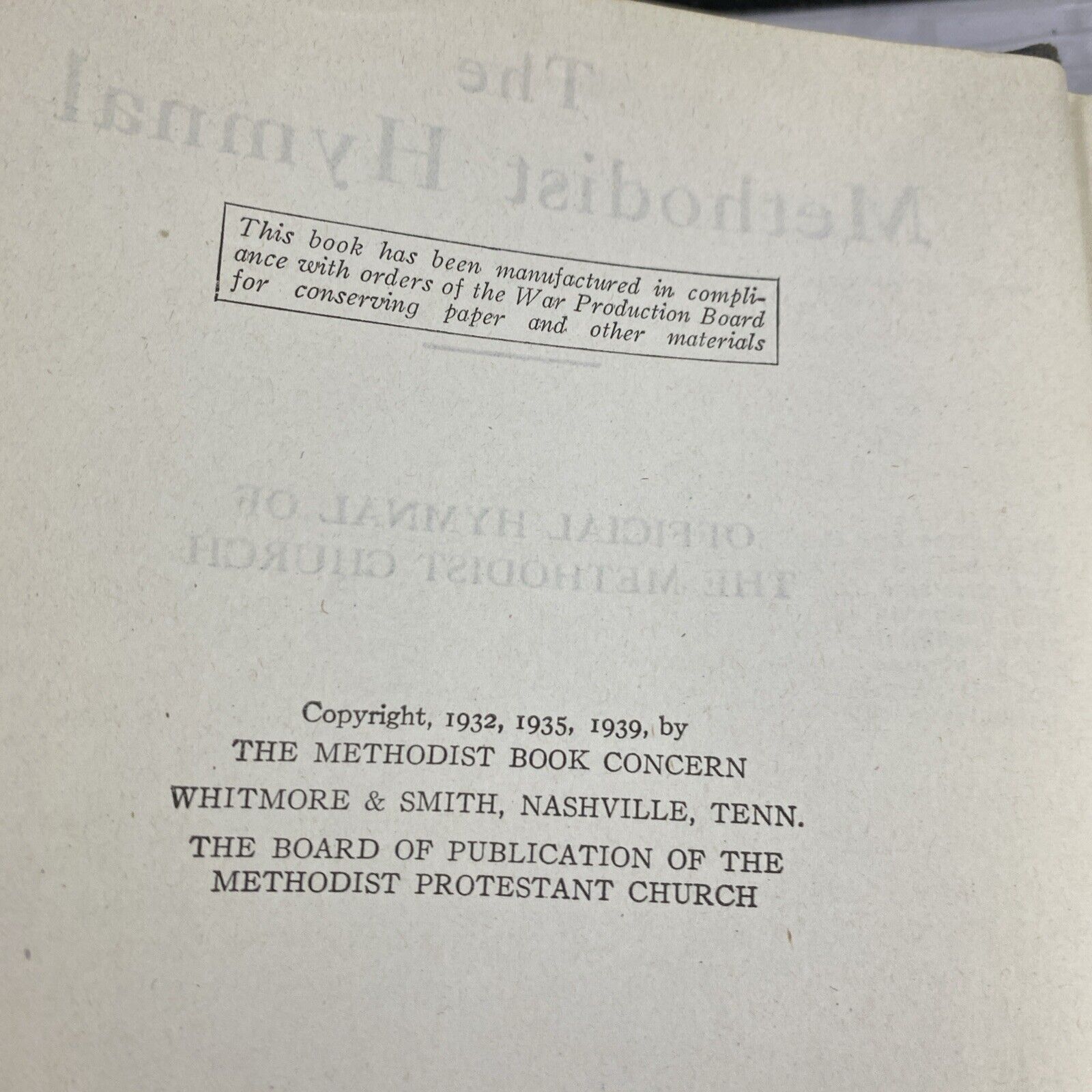 The Methodist Hymnal 1939 Hardcover Christian Vintage Songbook Worn Religious