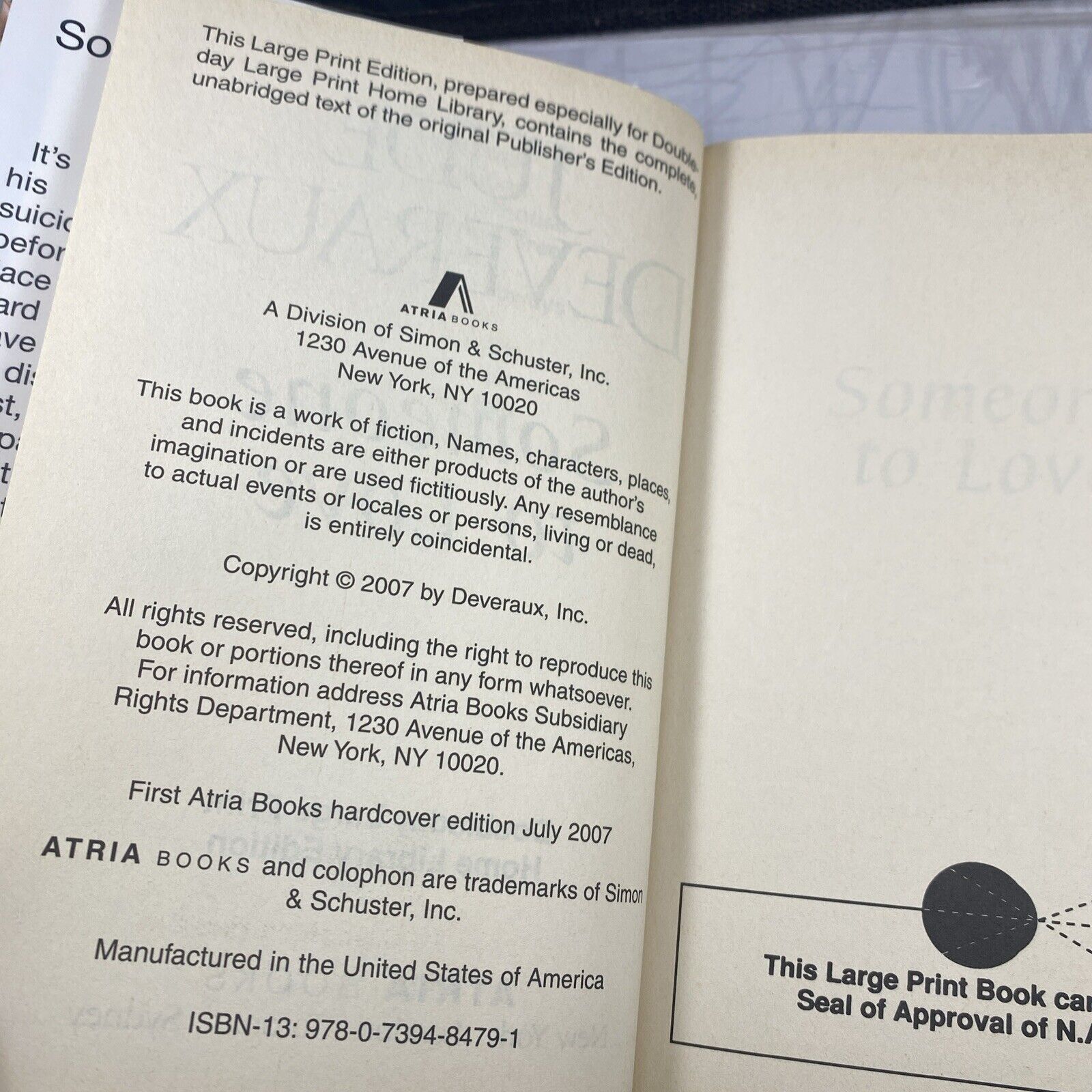 Someone to Love by Jude Deveraux (2007, Hardcover) Large Print Ed