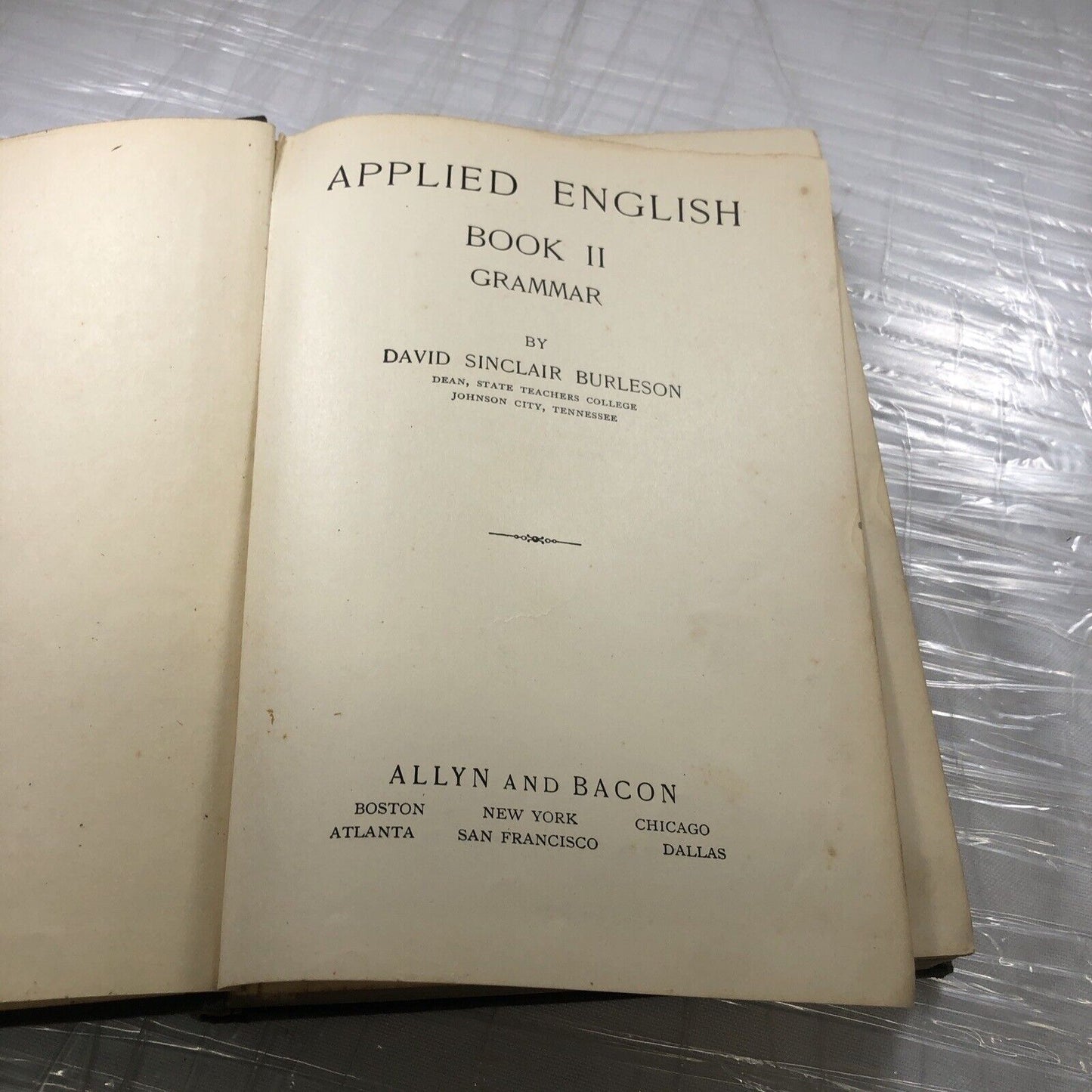 Antique American Textbook Applied English Grammar Book Two David Burleson