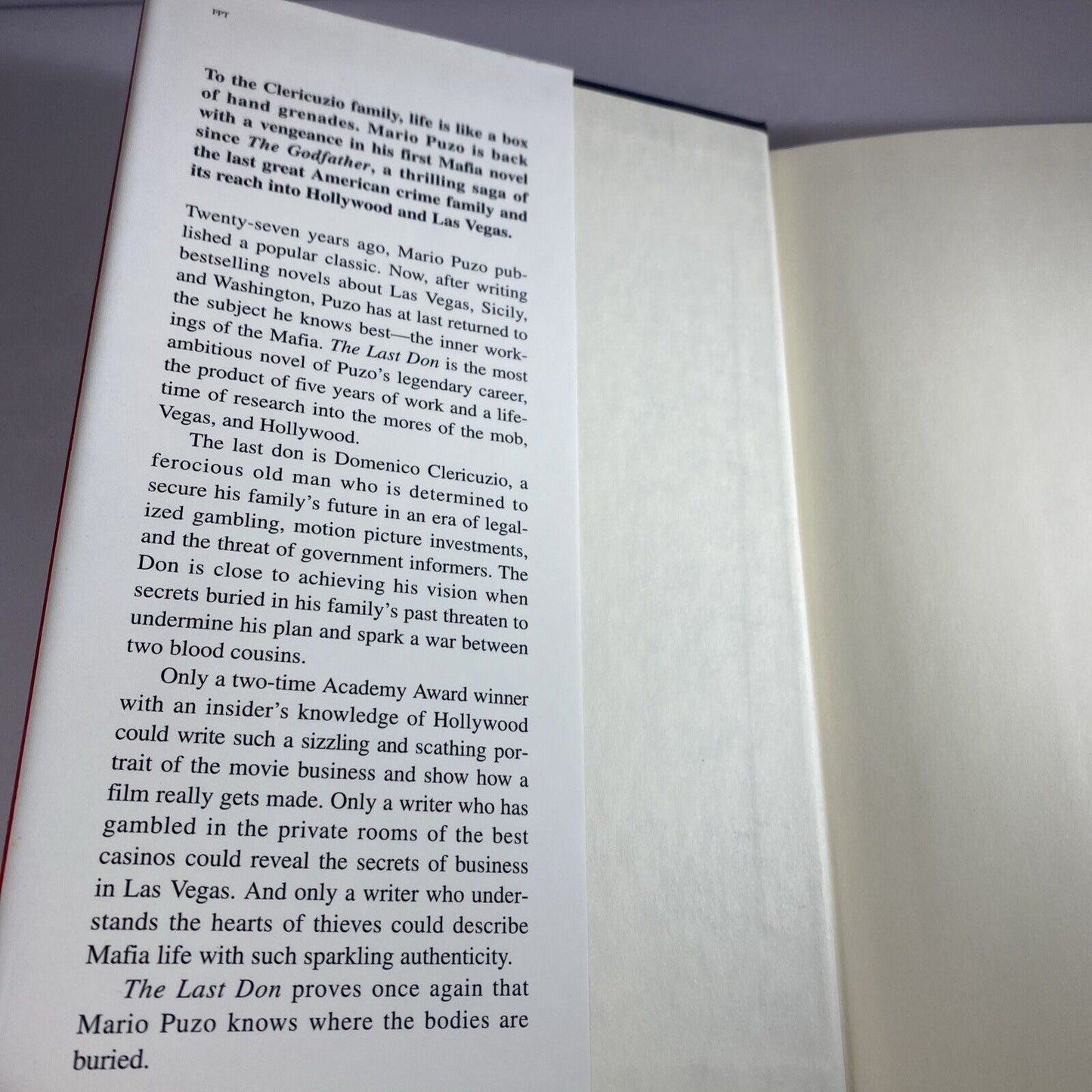 The Last Don 1996 Mario Puzo Crime Novel HBDJ 1st Edition Very Good