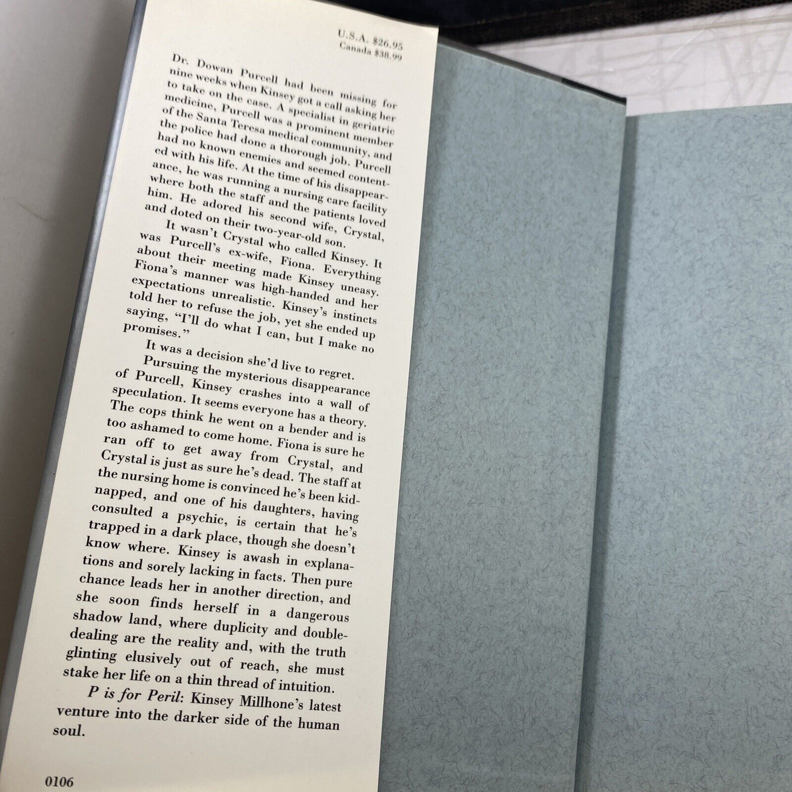 Sue Grafton/"P" is for Peril/2001 Very Good 2nd Print Novel
