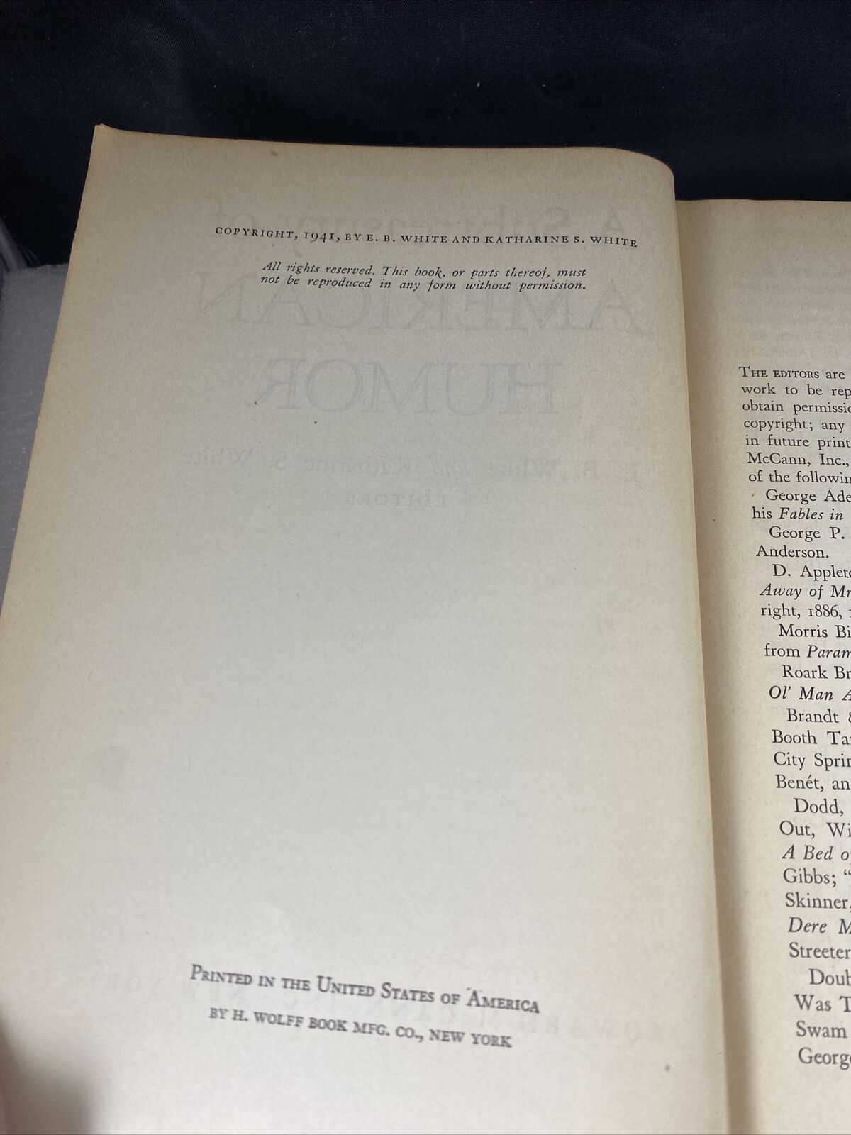 A Subtreasury Of American Humor White 1941 Hardcover Funny Writing Prose Poetry